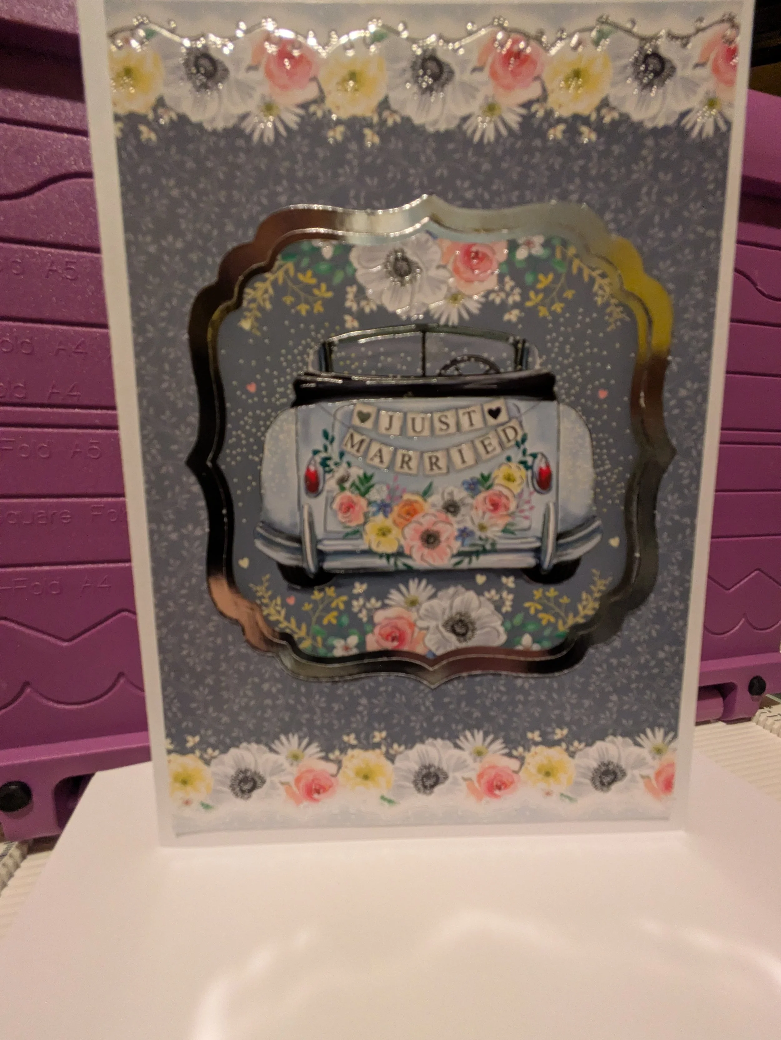 Wedding just married car with insert