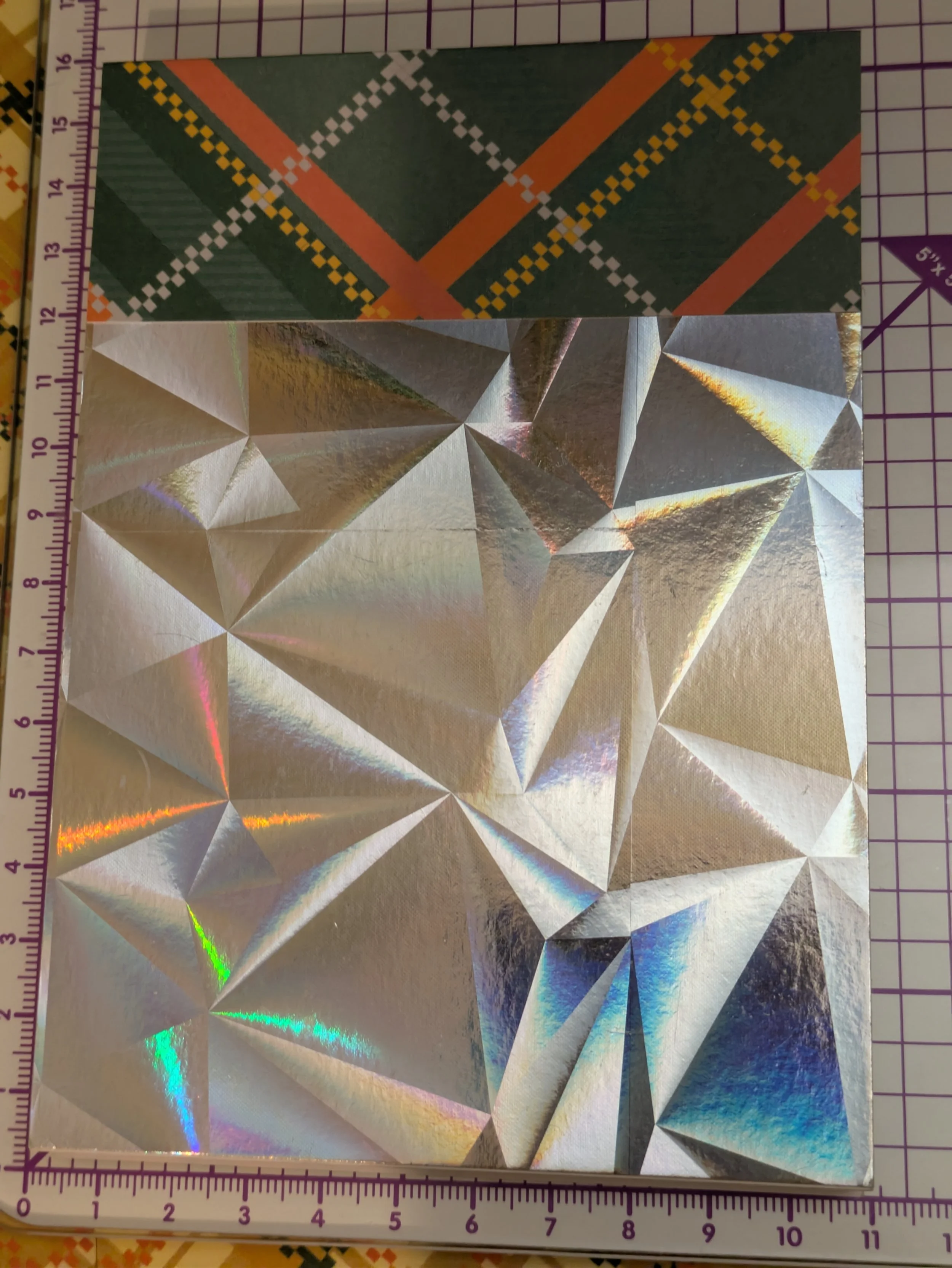 Notepad A6 green plaid silver hologram back.jpg