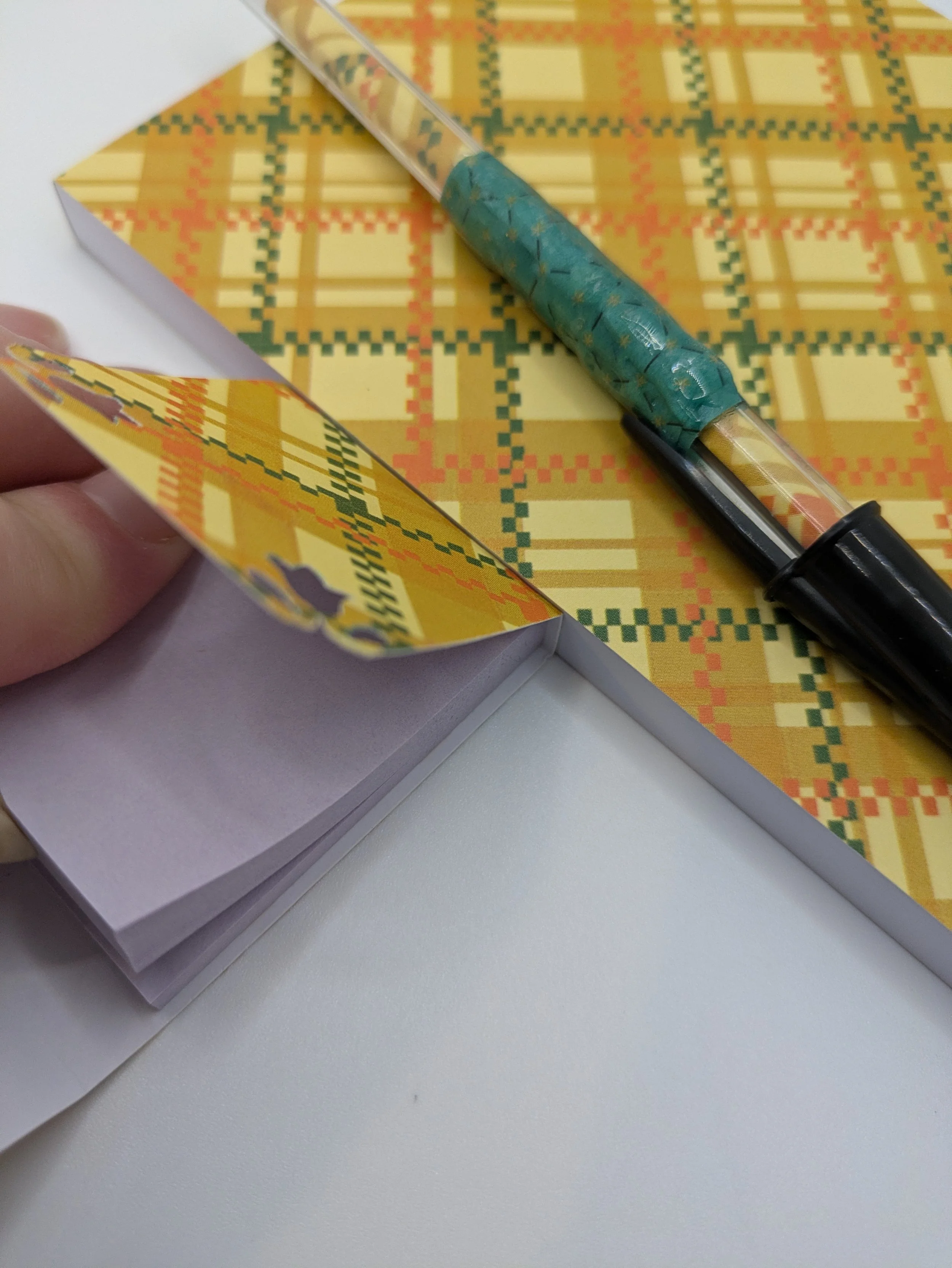 Notebook set yellow tartan & sticky small.jpg