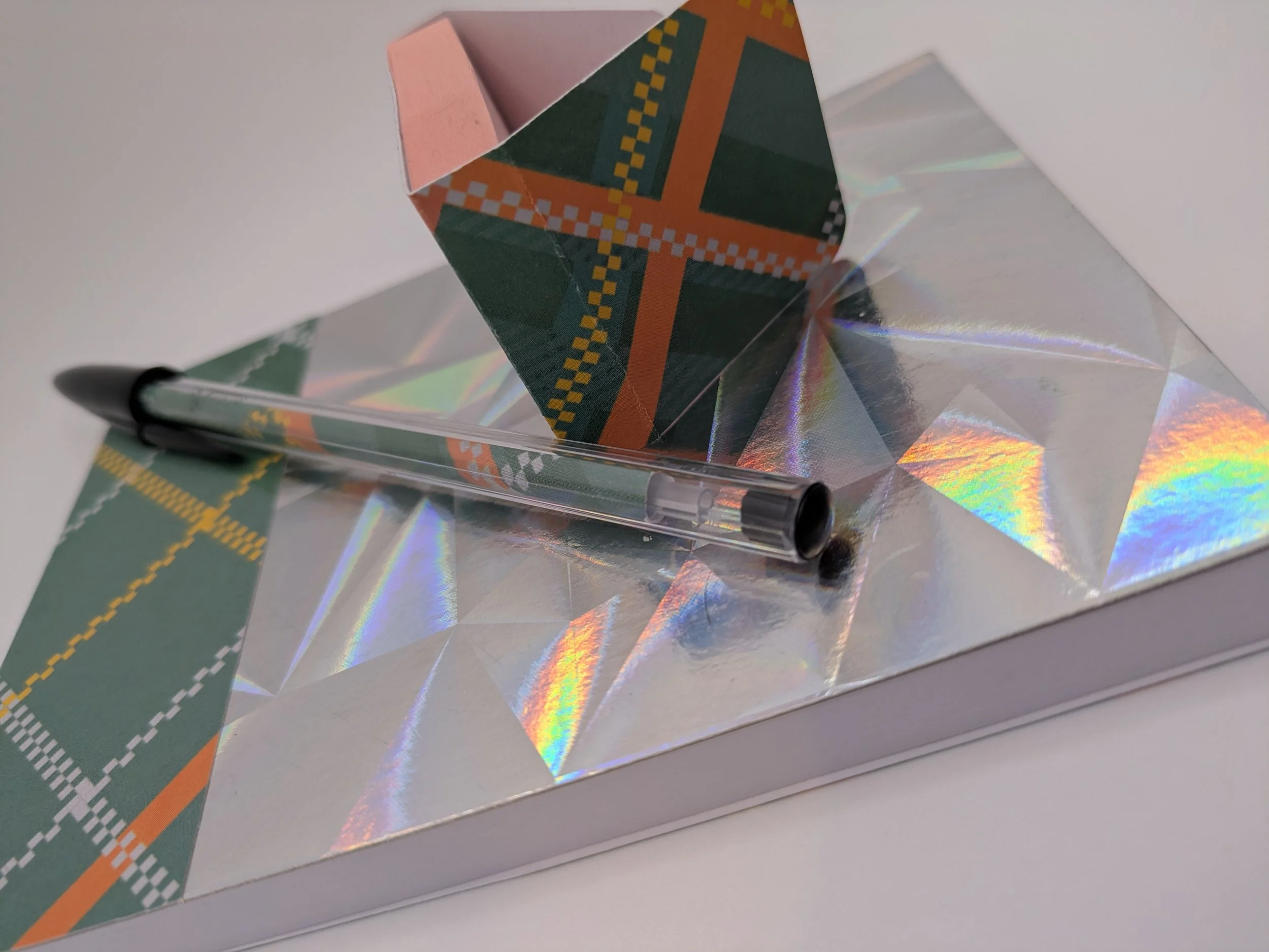 Notebook set green tartan & silver back.jpg