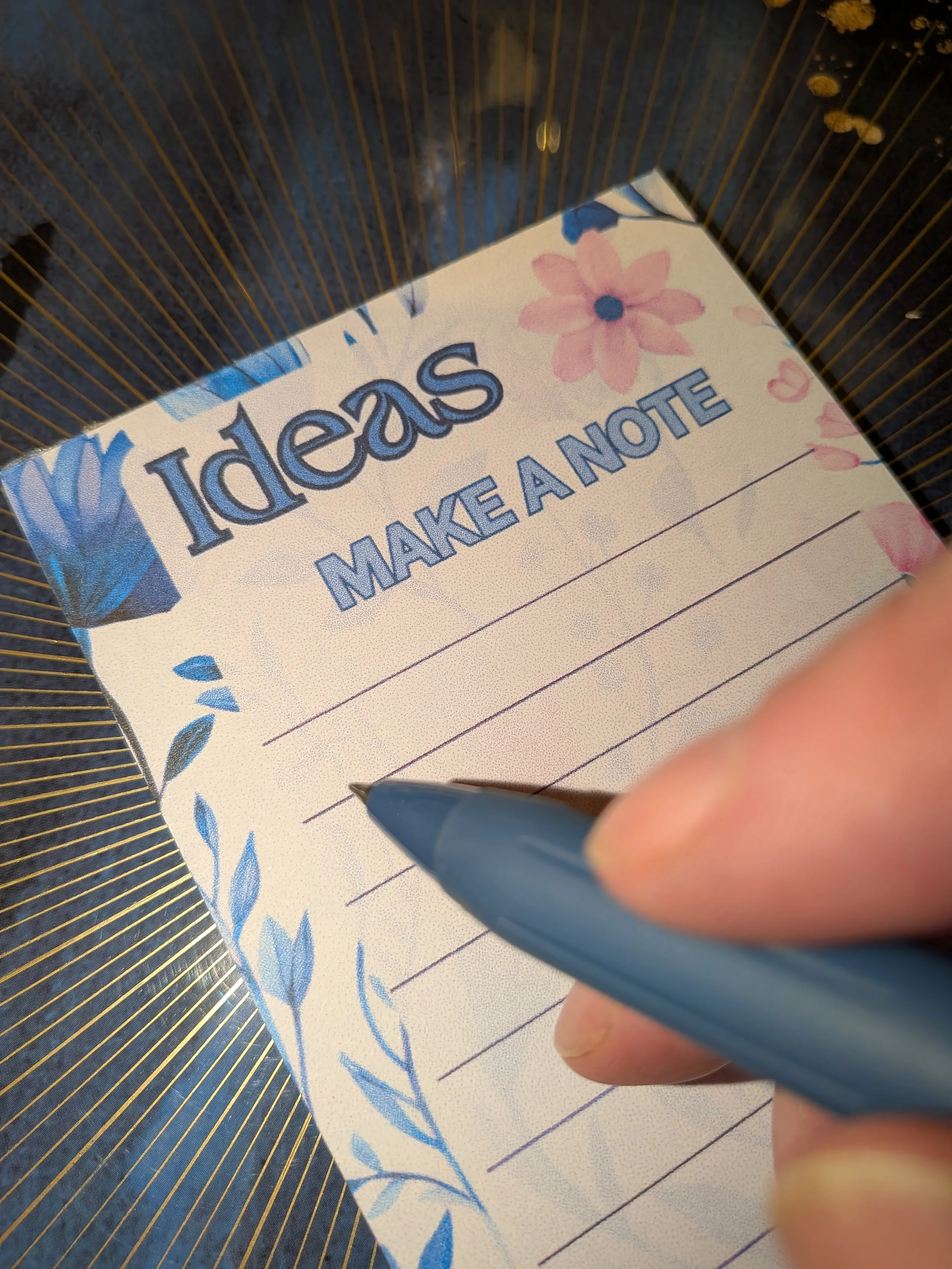 Notepad slim design with pink & blue flowers