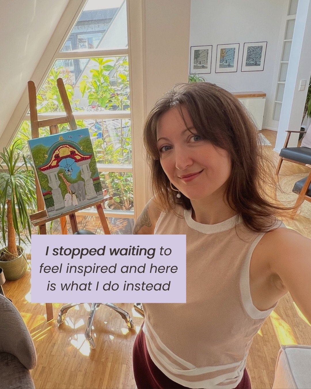 Waiting to feel inspired was keeping me stuck way too long.

So I stopped waiting and started doing instead.

Swipe through to see what actually works for me. &darr;

And tell me in the comments - what&rsquo;s your go-to when creativity feels far awa
