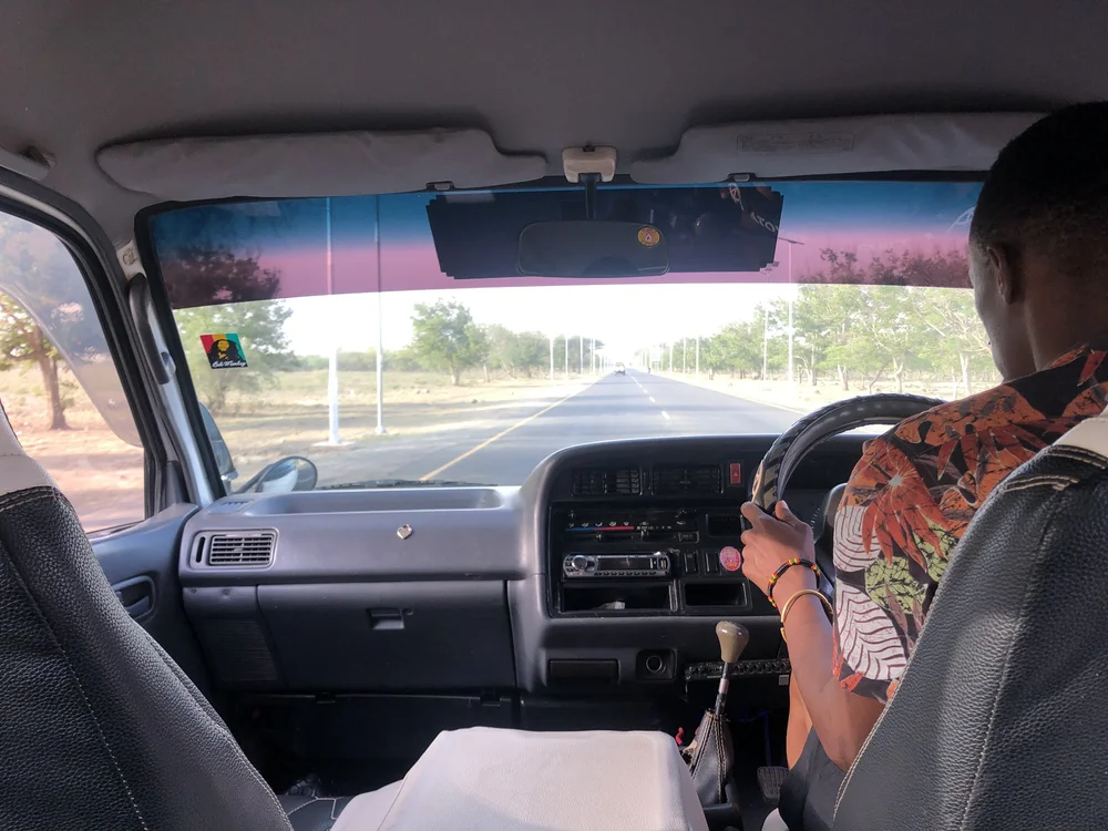 On the way from Kilimanjaro airport to our hotel at Moshi