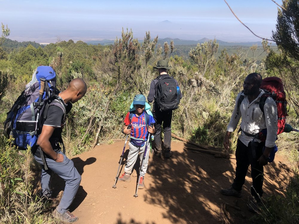 Mount Meru (4566m) rising above the clouds in the background