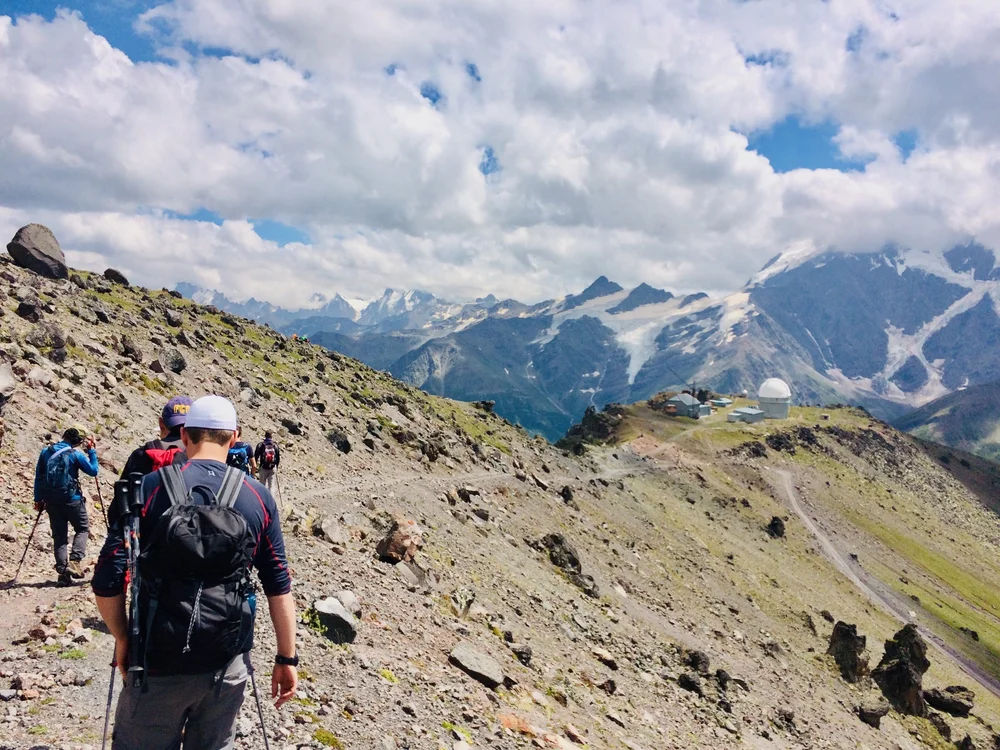 Returning to Terskol, 'Observatory' building also visible