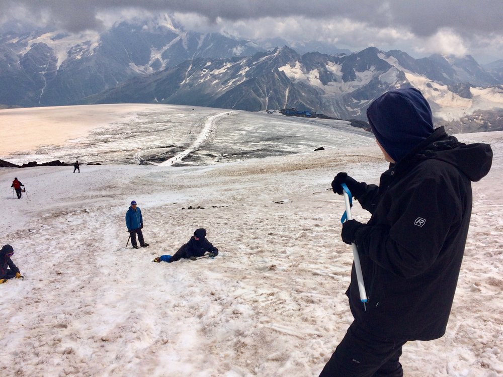 Practicing self-arrest at Shoulder-11