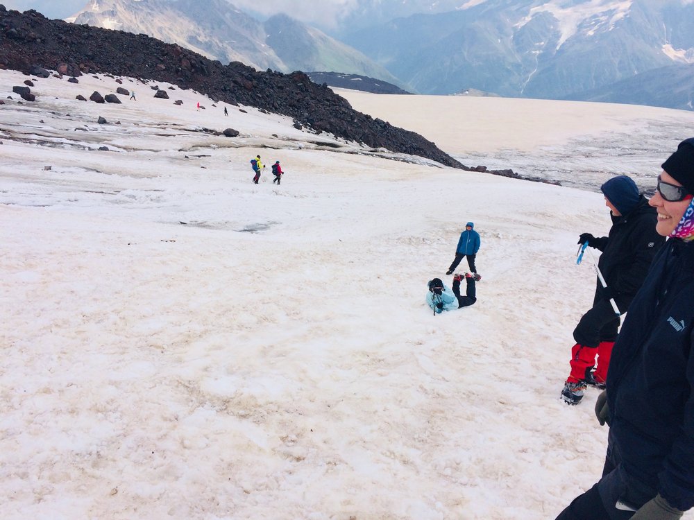 Practicing self-arrest at Shoulder-11