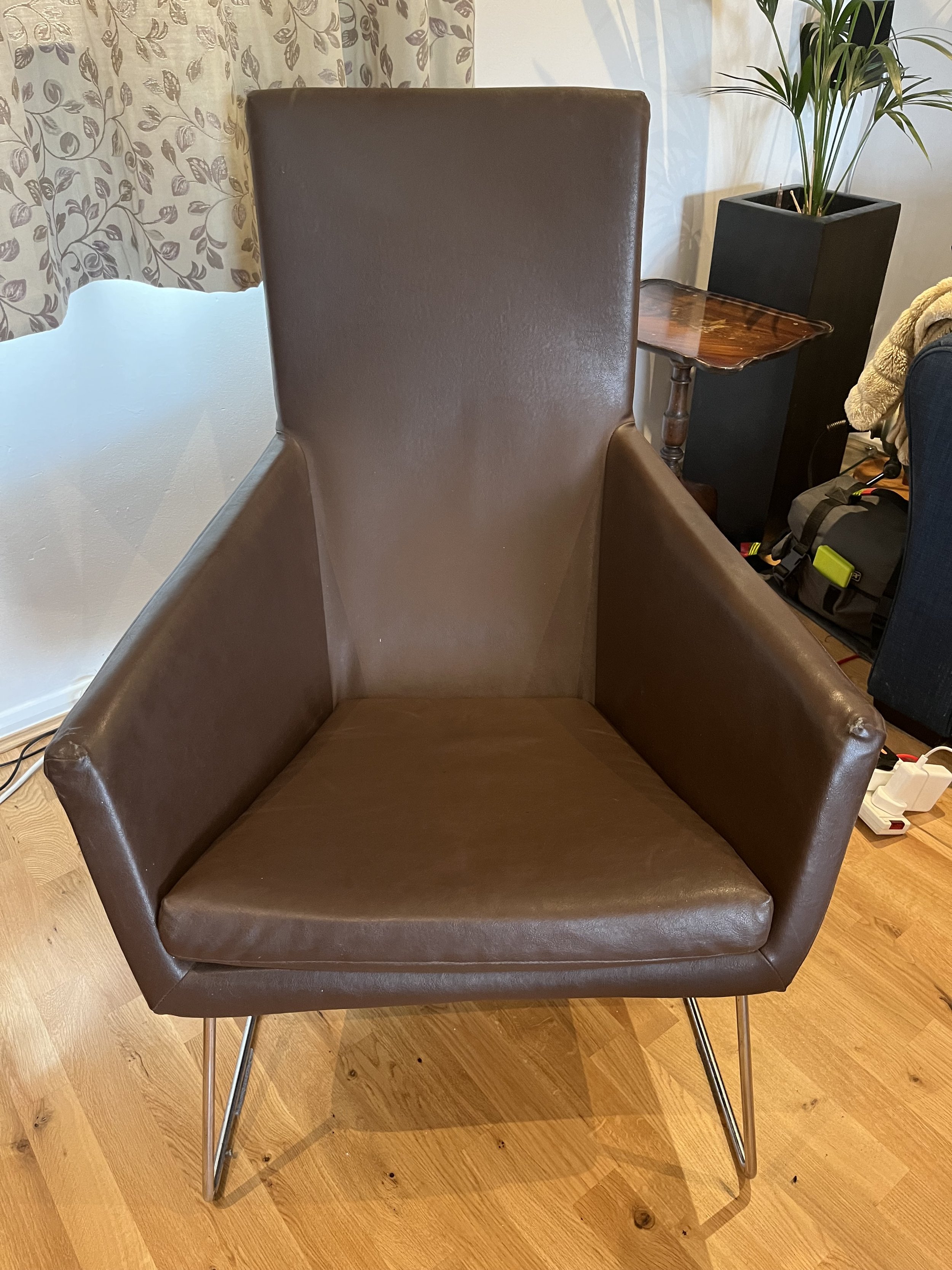 Brown & Crome Wire Chair