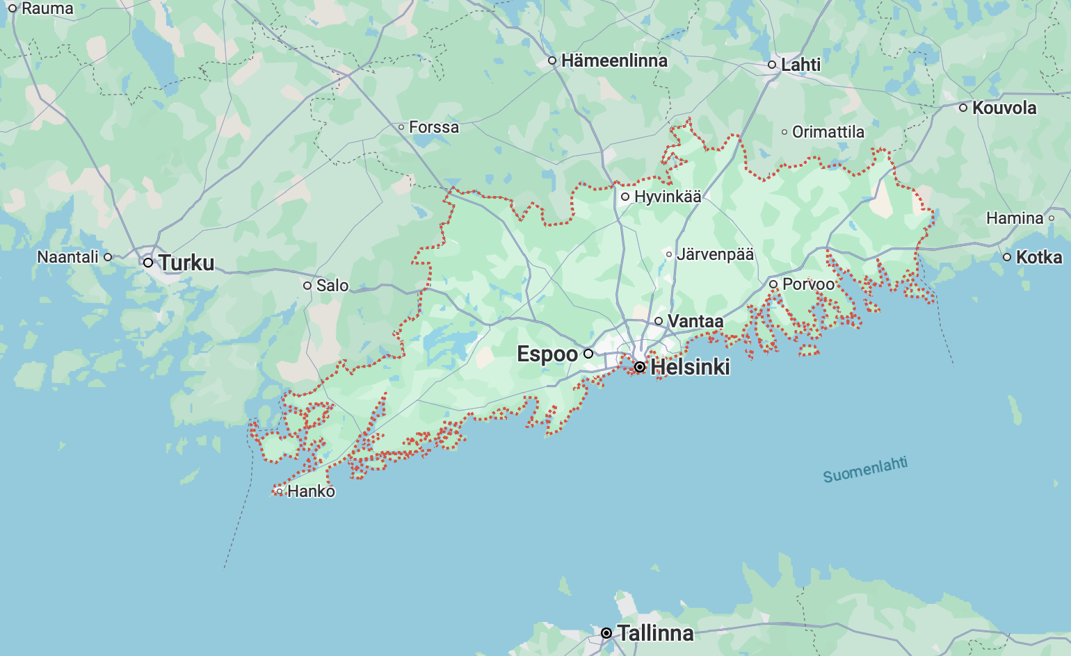 Kuva uusimaan kartasta