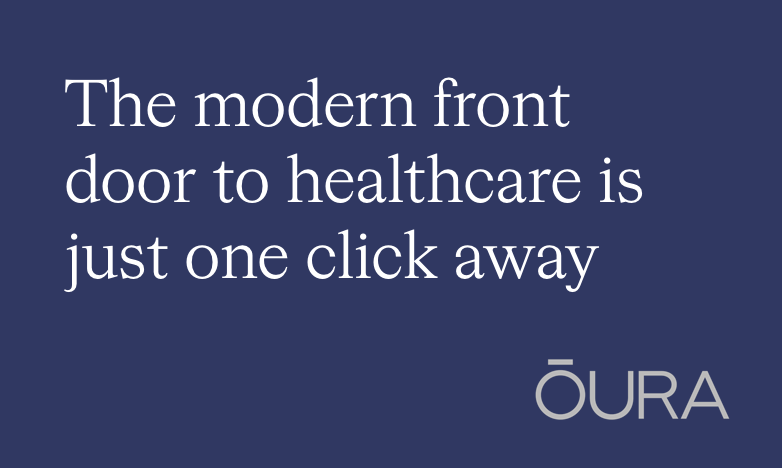 Text: the modern front door to healthcare is just one click away