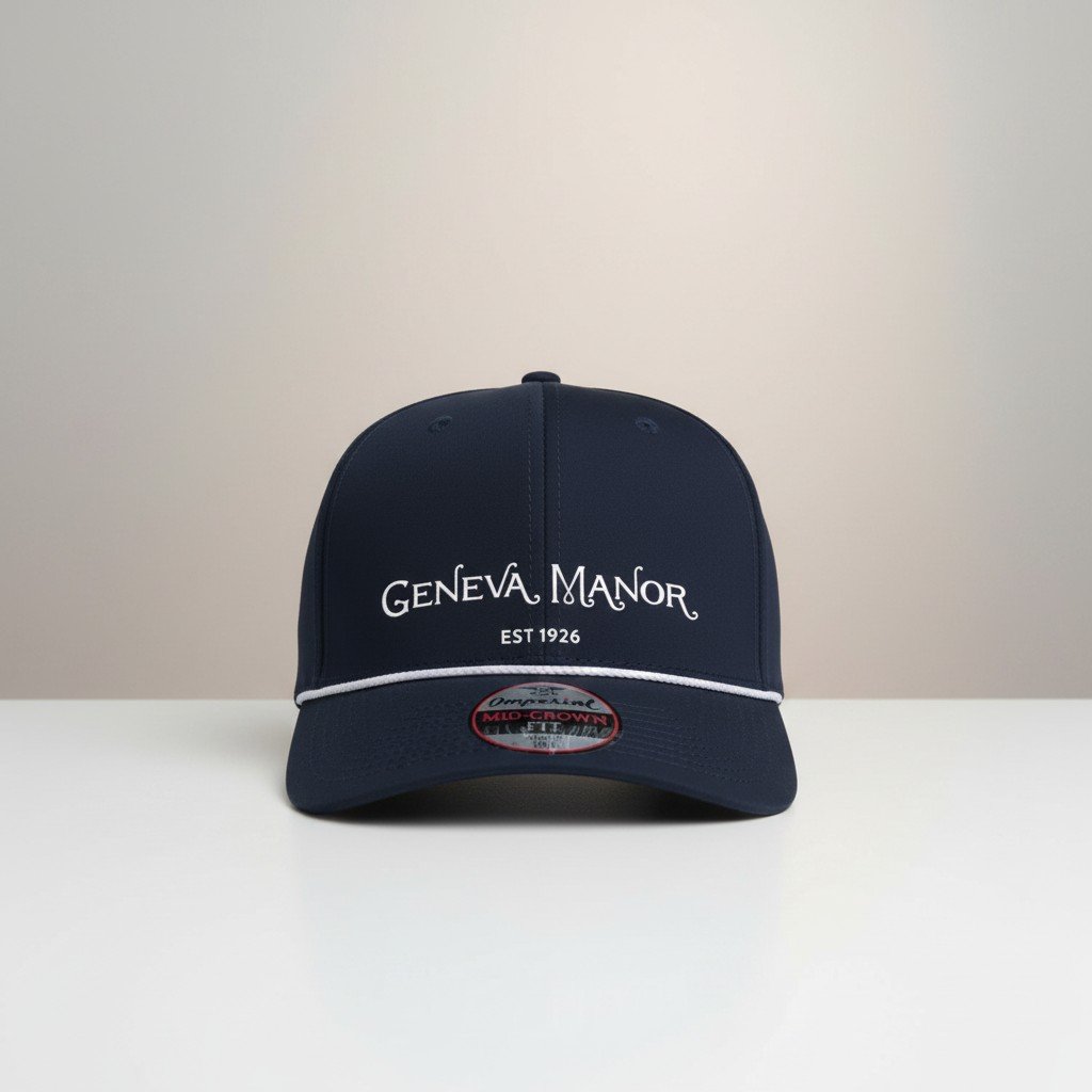 Navy Cap w/White Braid Detail -- Geneva Manor