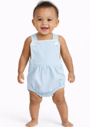 Bubble Romper -- Pale Blue w/White Piping