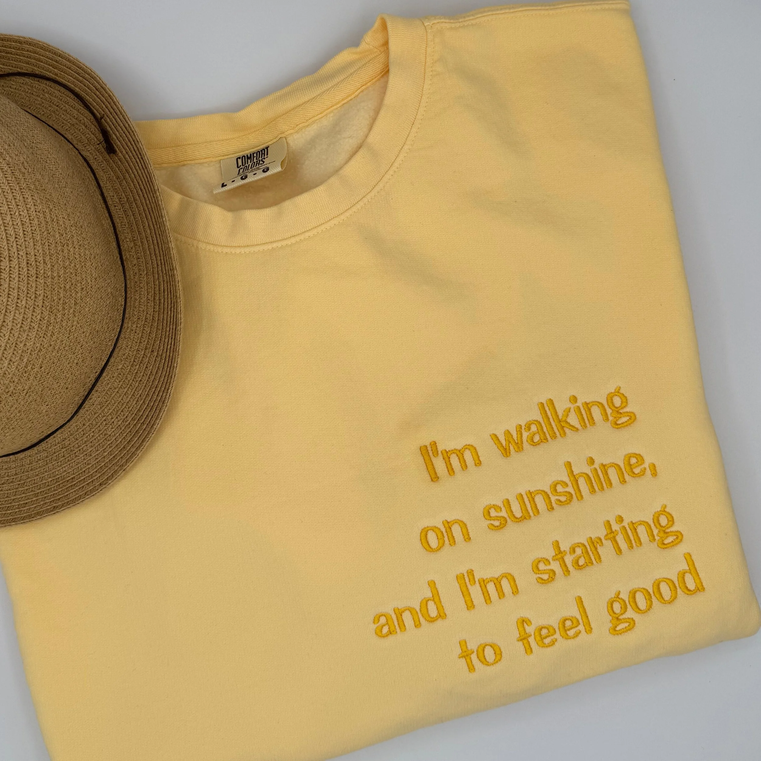 Walking on Sunshine -- Music Inspired Crew Sweatshirt that Soft and Sunny