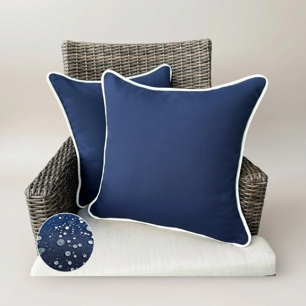 Outdoor Pillow Solid Color With White Piping - Geneva Manor