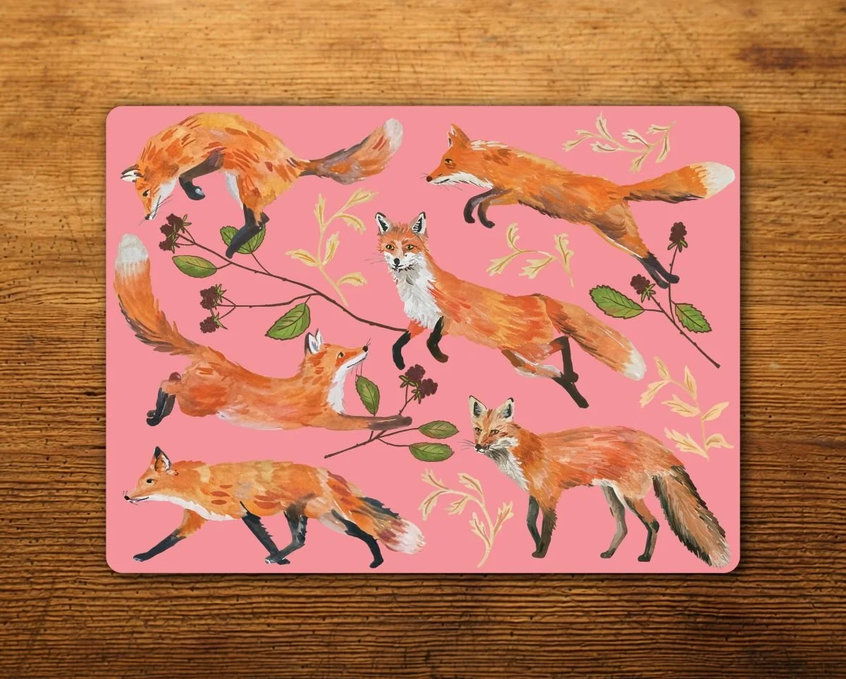 ZOOH Placemat Pink foxes small.jpg