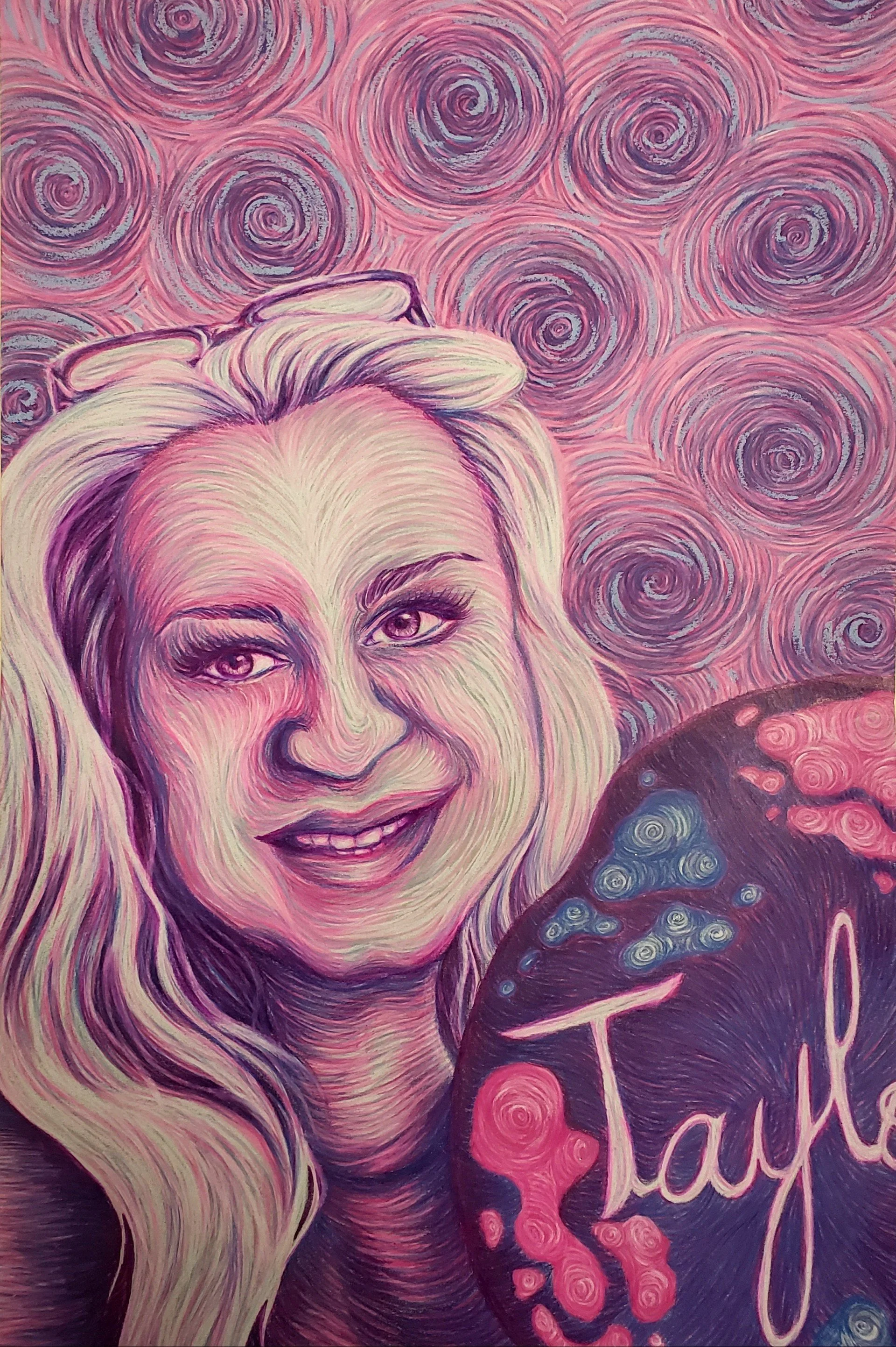 Sebastian Plumb /
Meredith /
2025 /
Colored Pencil and Oil Pastel on Blue Paper /
12" x 20"