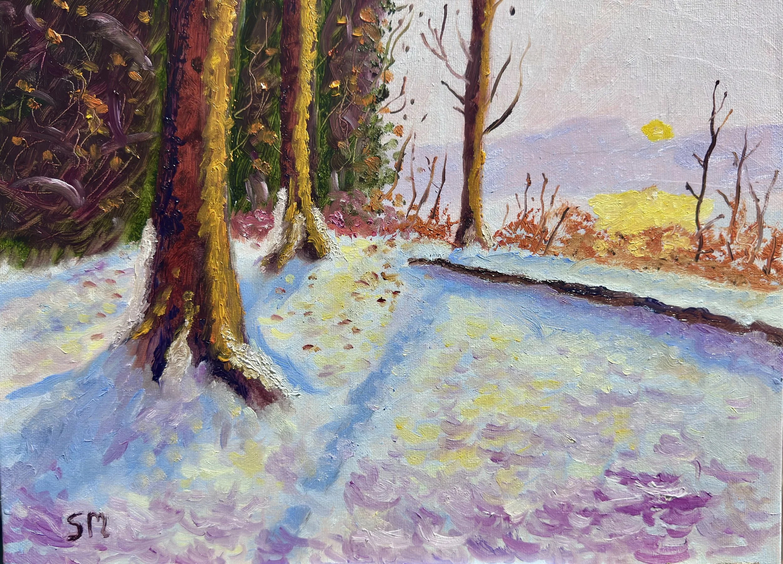 Winter Glow Oil on canvas · 12 × 16 in