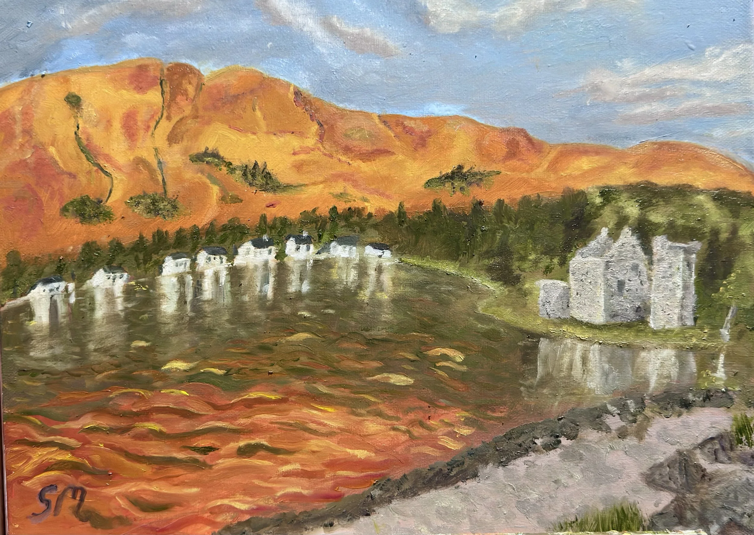 Lochranza Castle in Autumn – Original Scottish Landscape Oil Painting | Isle of Arran Art by Susan McMillan