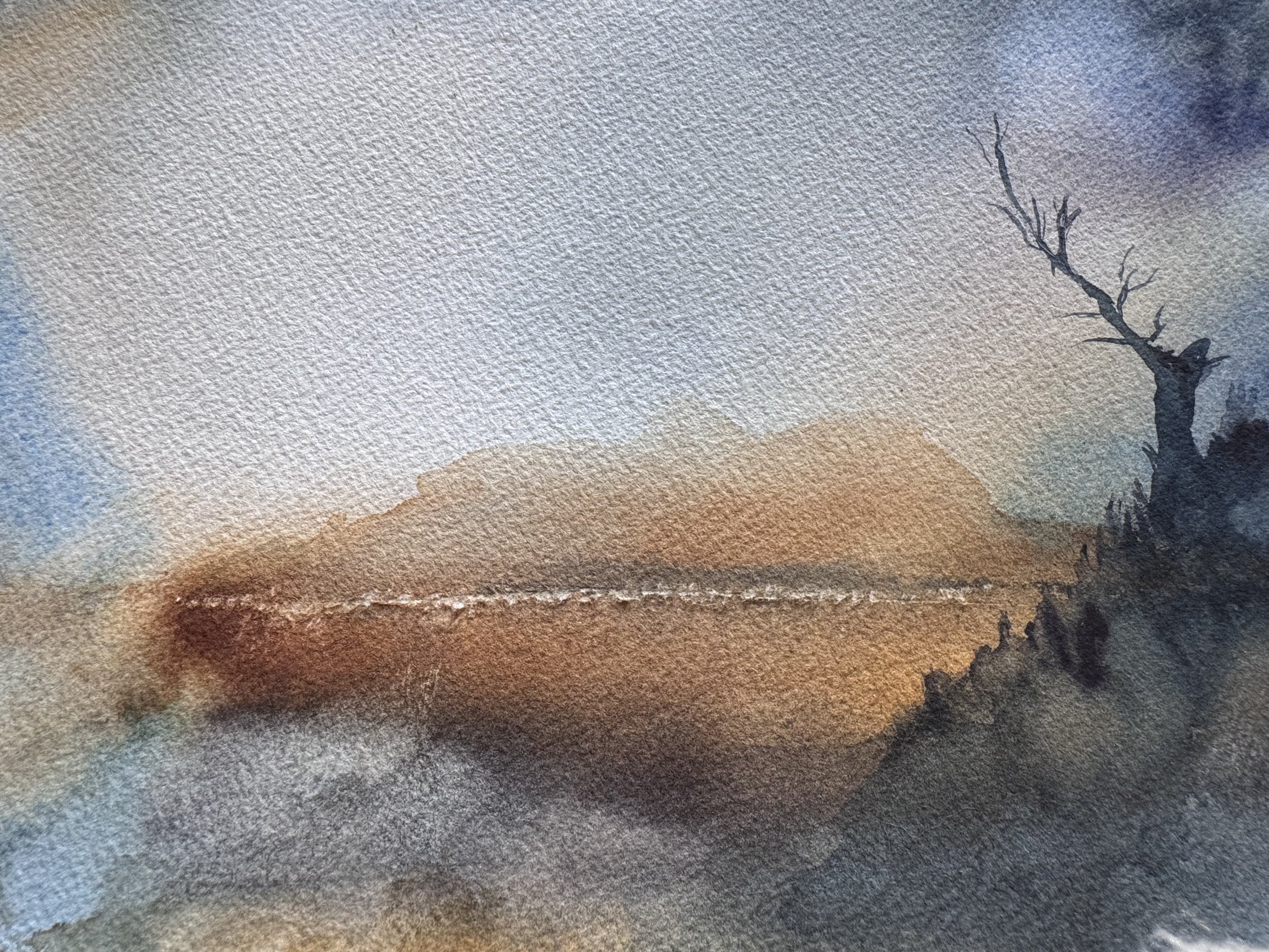 SERENITY – ORIGINAL ATMOSPHERIC WATERCOLOUR on archival cotton paper | SCOTTISH LANDSCAPE ART BY SUSAN McMILLAN