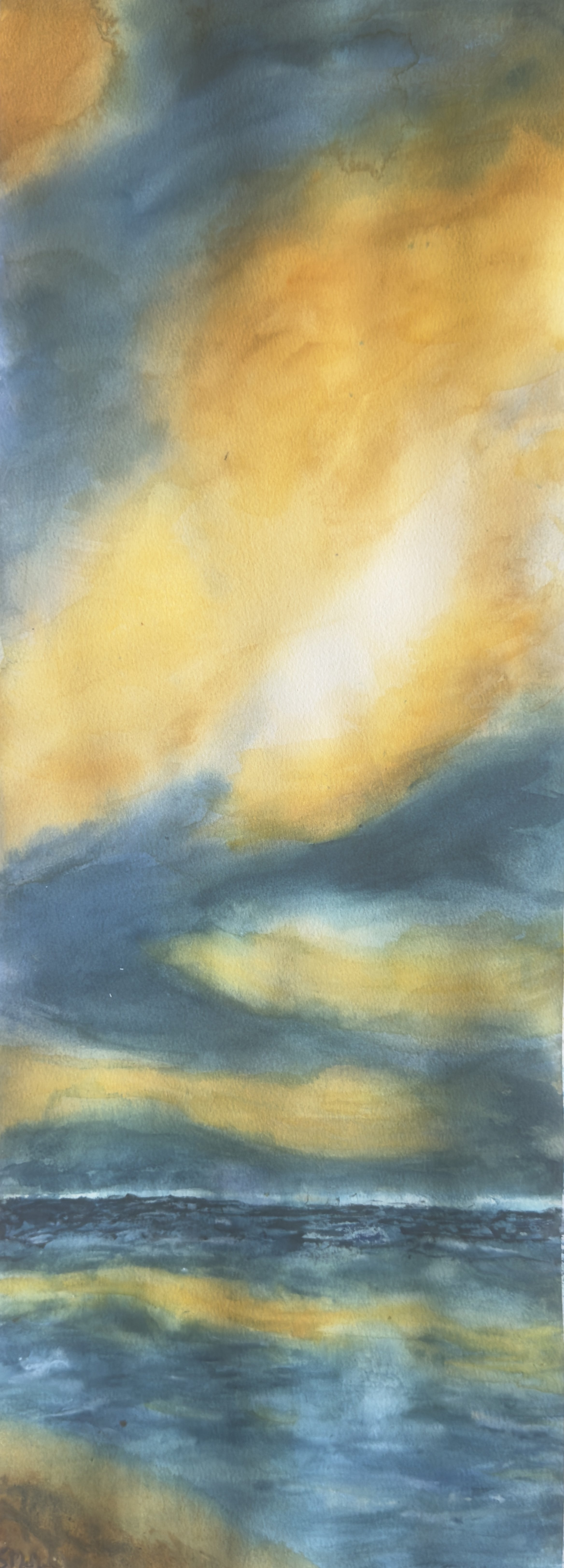 SUNSET DRIFT – ORIGINAL WATERCOLOUR ON ARCHIVAL COTTON PAPER| CONTEMPORARY ART BY SUSAN McMILLAN  11 x 30 inches