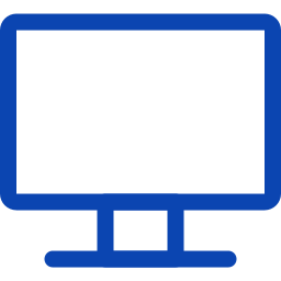 A computer monitor with a black screen and a blue frame.