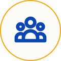 Icon of three people silhouette inside a circle