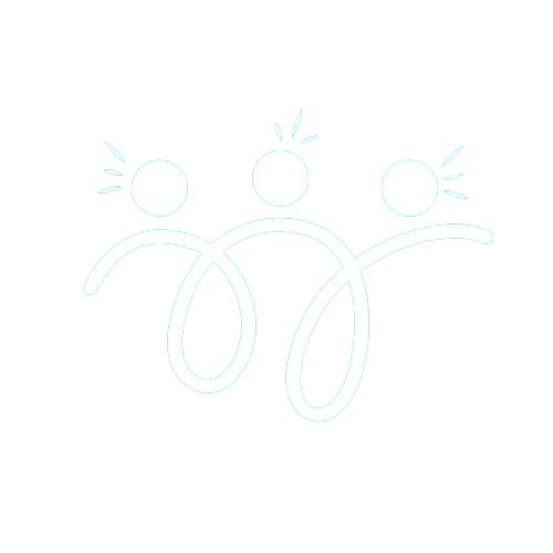 Stylized illustration of three people with bouncing heads and dashed lines indicating shouting.