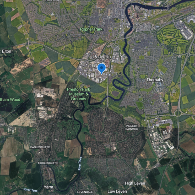 Google map showing Padel Up Teesside