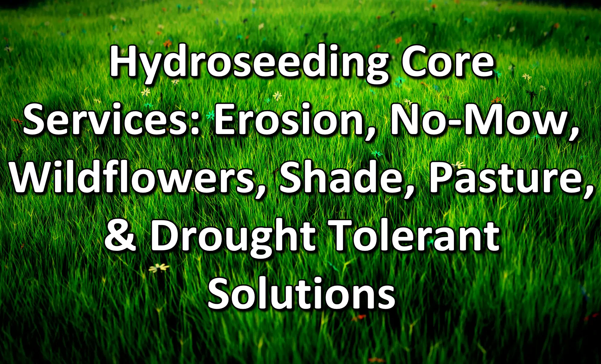 Learn about our core hydroseeding services that extend beyond grass installation: Erosion control, no-mow grasses, wildflowers, shade and drought tolerant grasses
