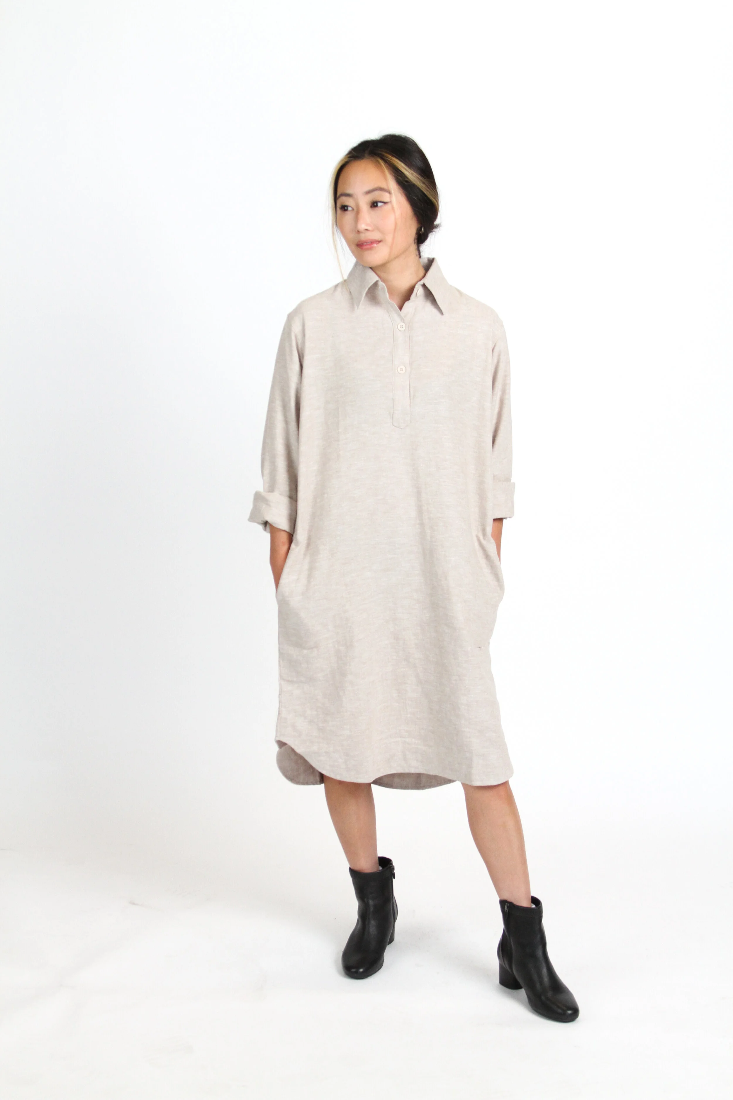 Finery's Women's Shirt Dress in Oatmeal Linen Blend (Copy)