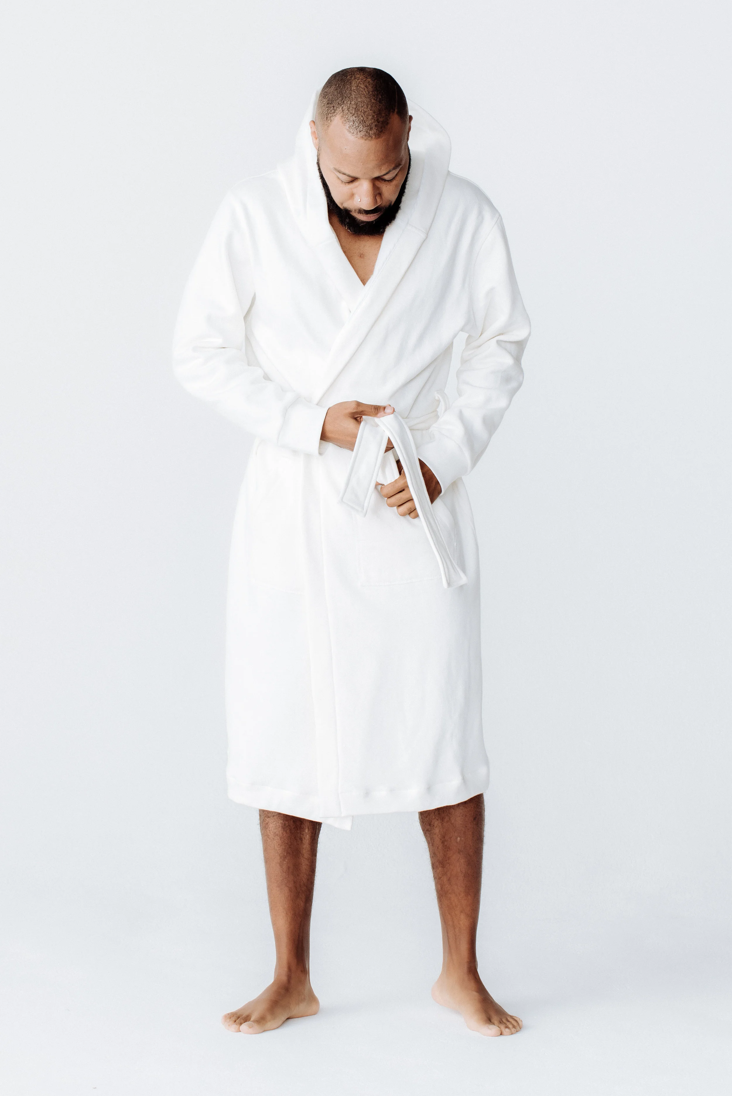 Finery Hooded Robe in White French Terry, Uniform (Copy)