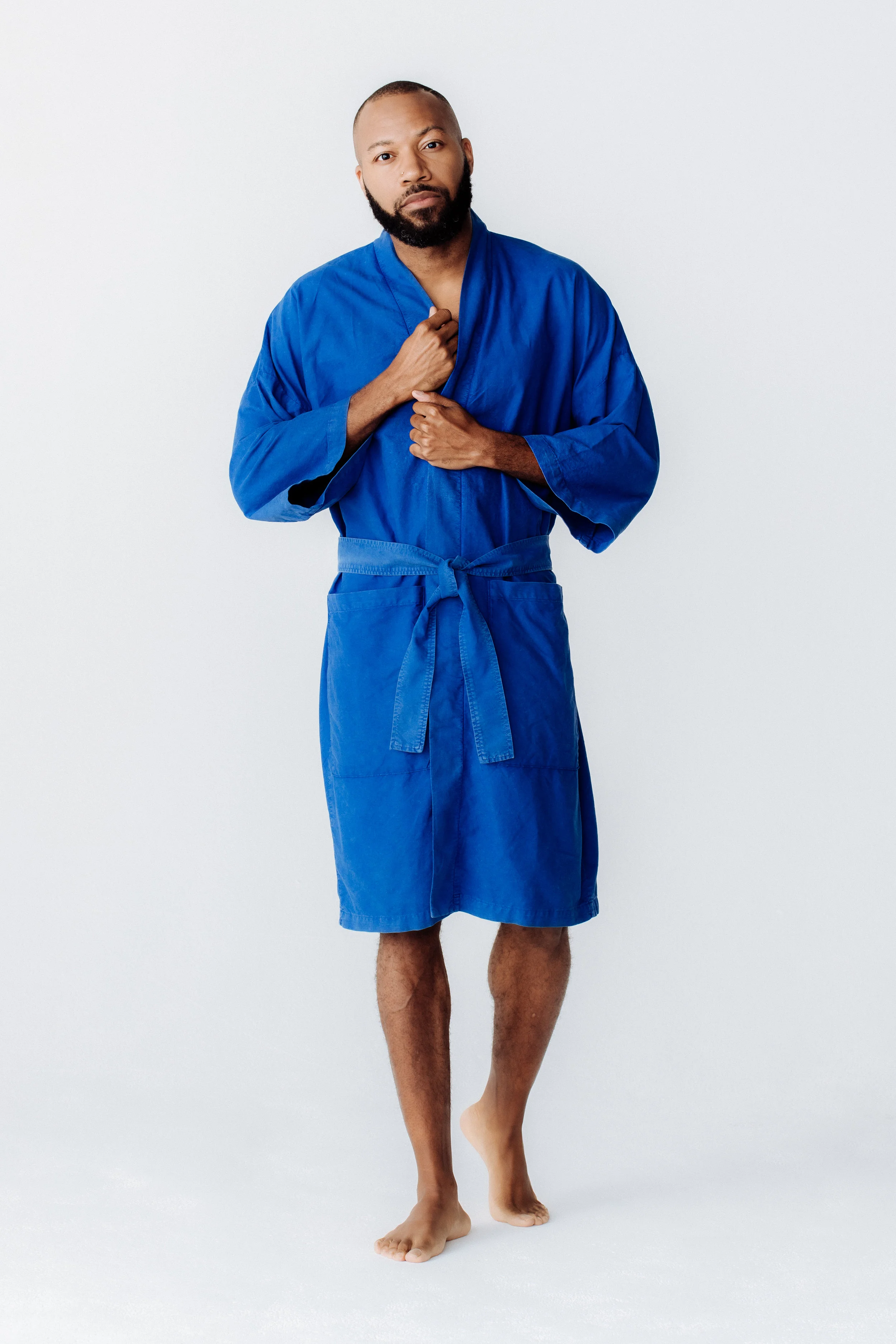 Finery Kimono Robe in Cobalt Cotton Oxford, Uniform (Copy)