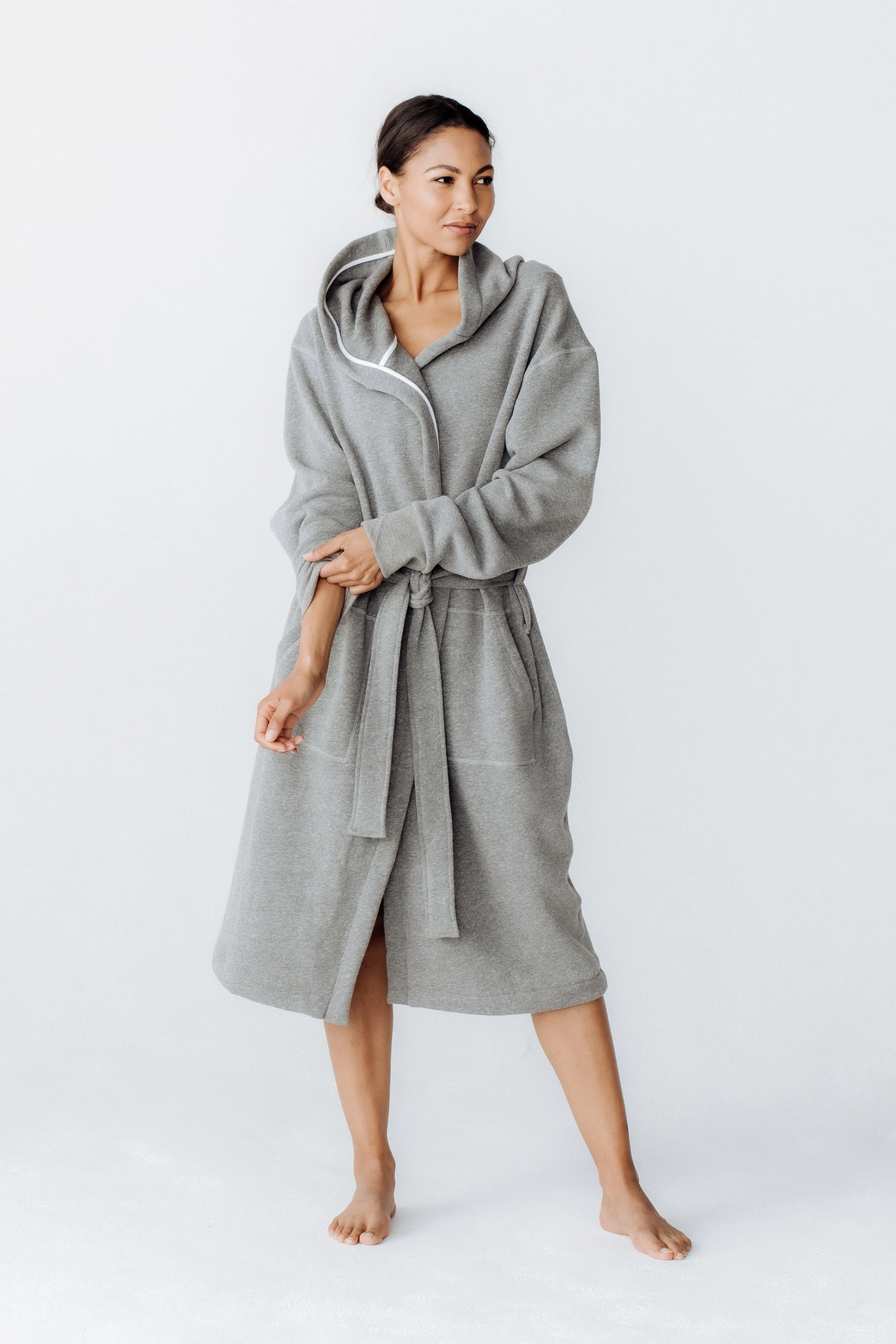 Finery Hooded Robe in Gray French Terry, Uniform (Copy)