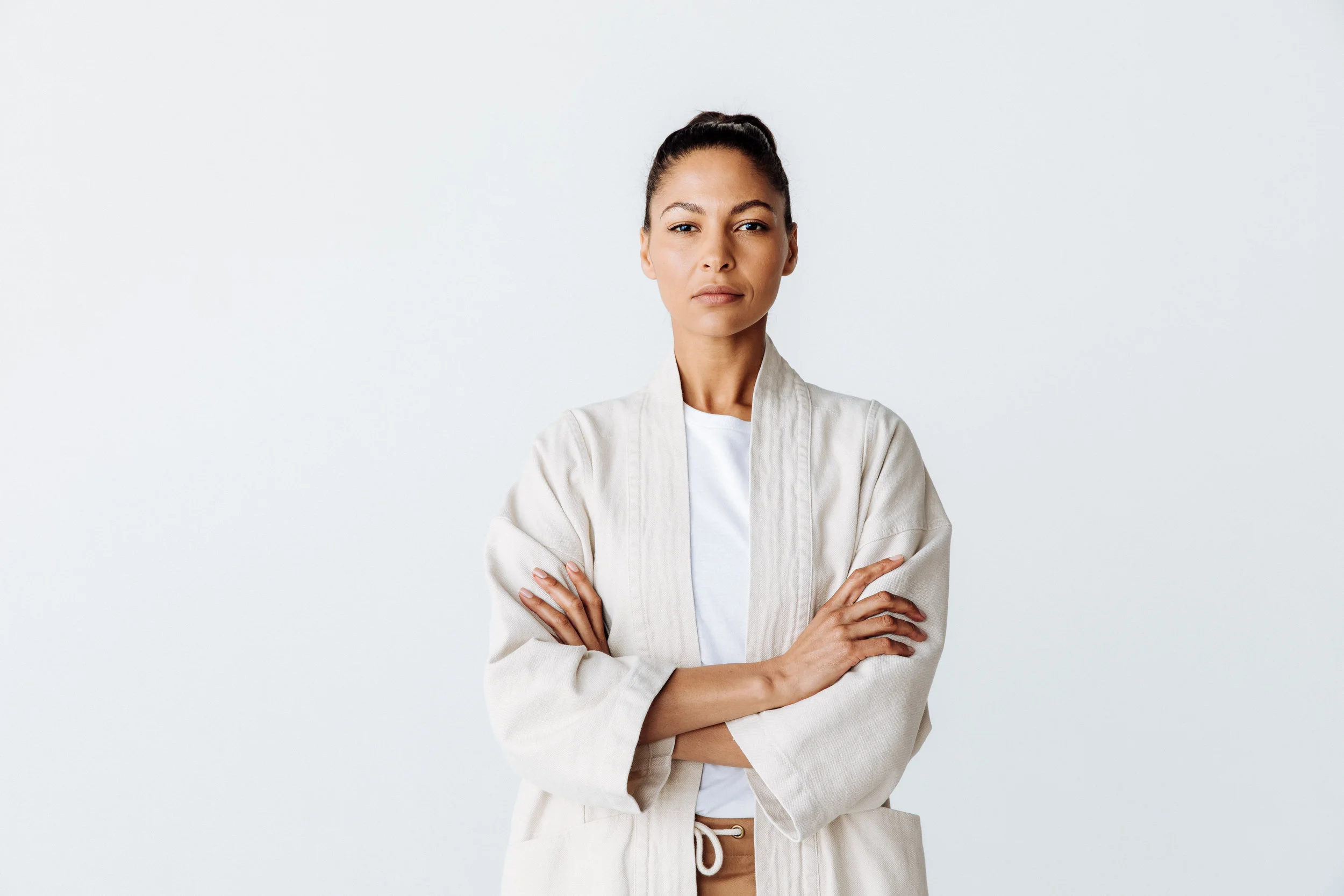 Finery Kimono Coat in Cotton Canvas Ecru, Hotel Uniform (Copy)