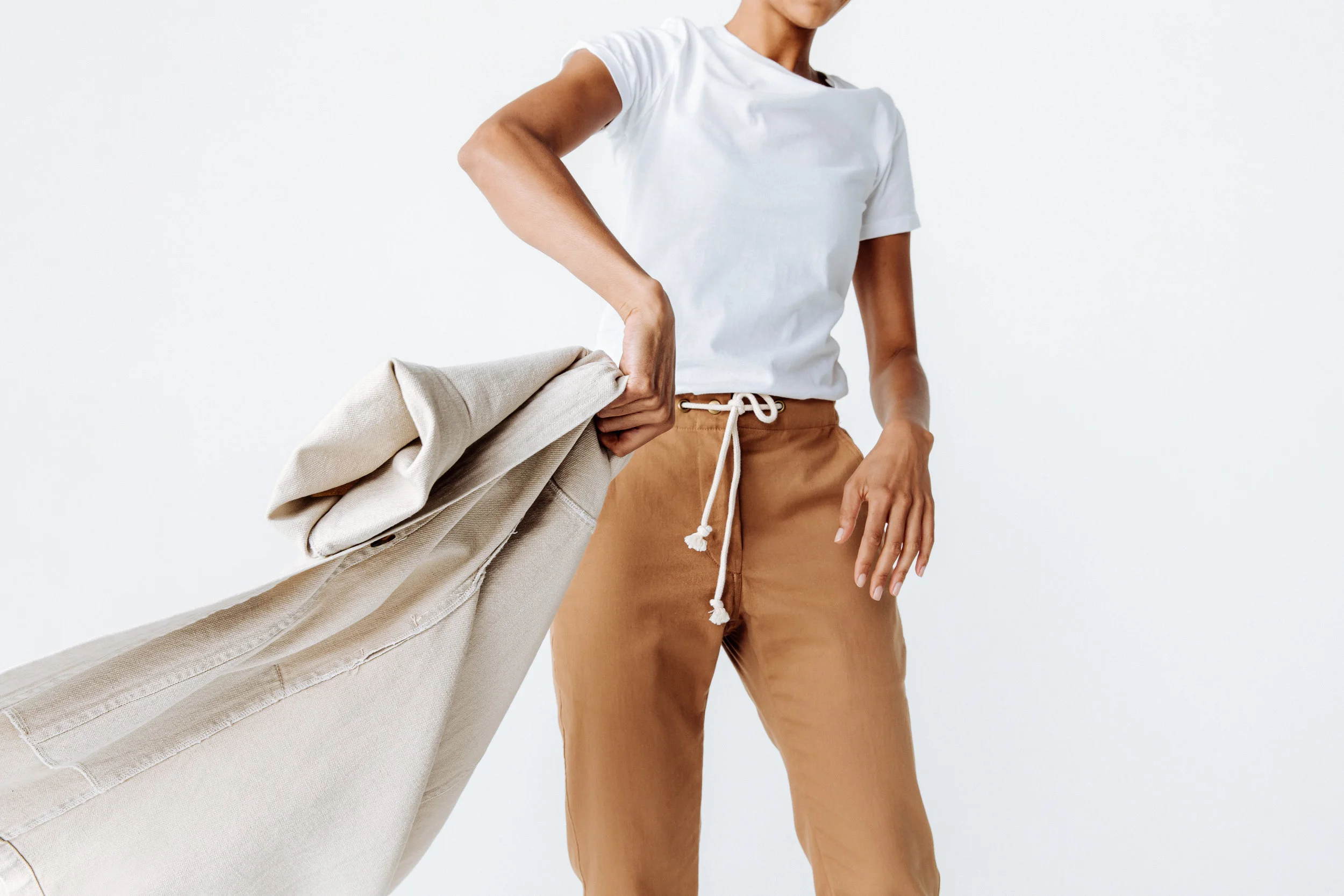 Finery Drawstring Chinos in British Khaki Cotton Twill, Hotel Uniform (Copy)