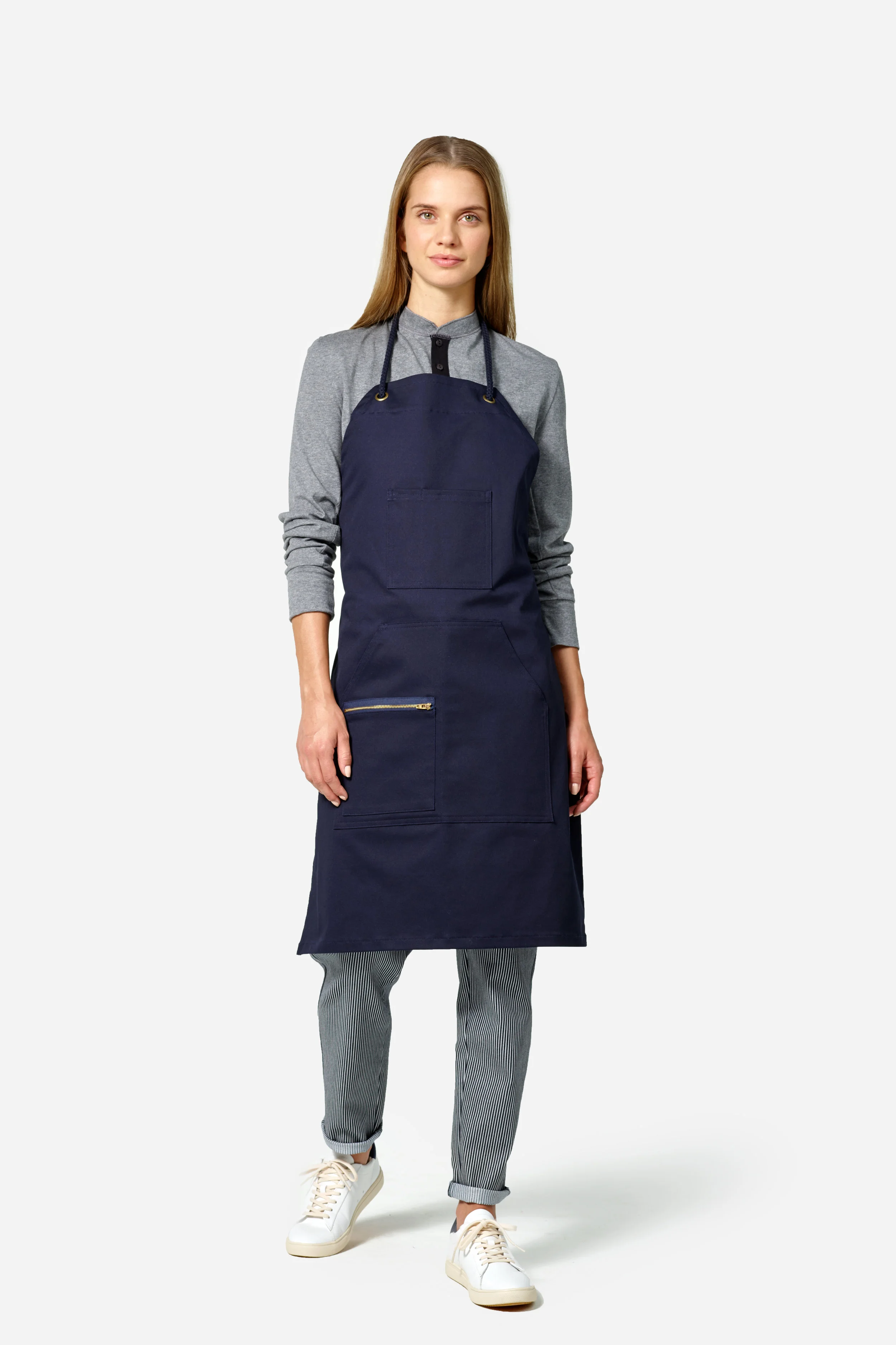 Finery Bib Apron with Rope Ties in Navy, Server Uniform (Copy)