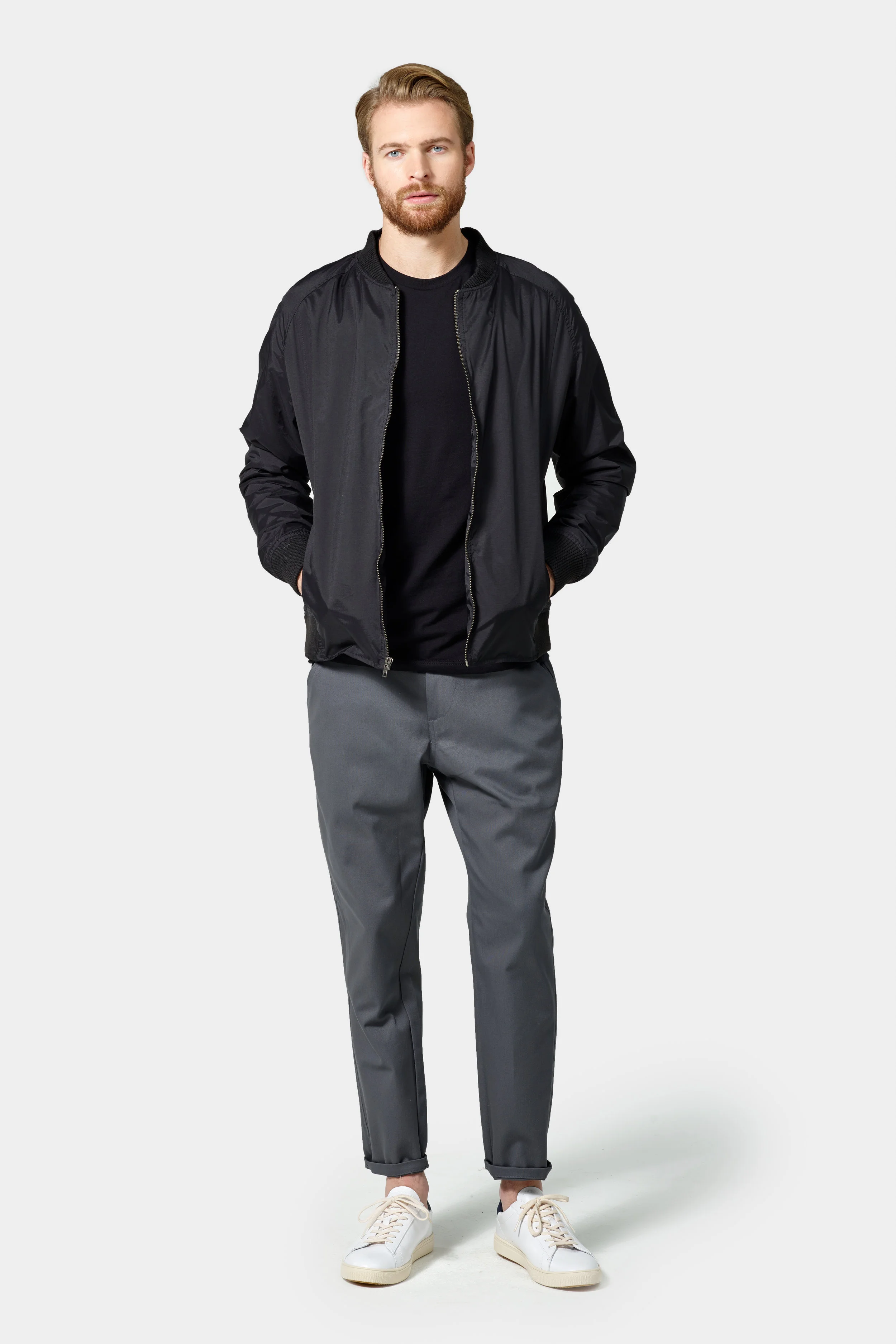 Finery Bomber Jacket in Black Nylon, Hotel Uniform (Copy)