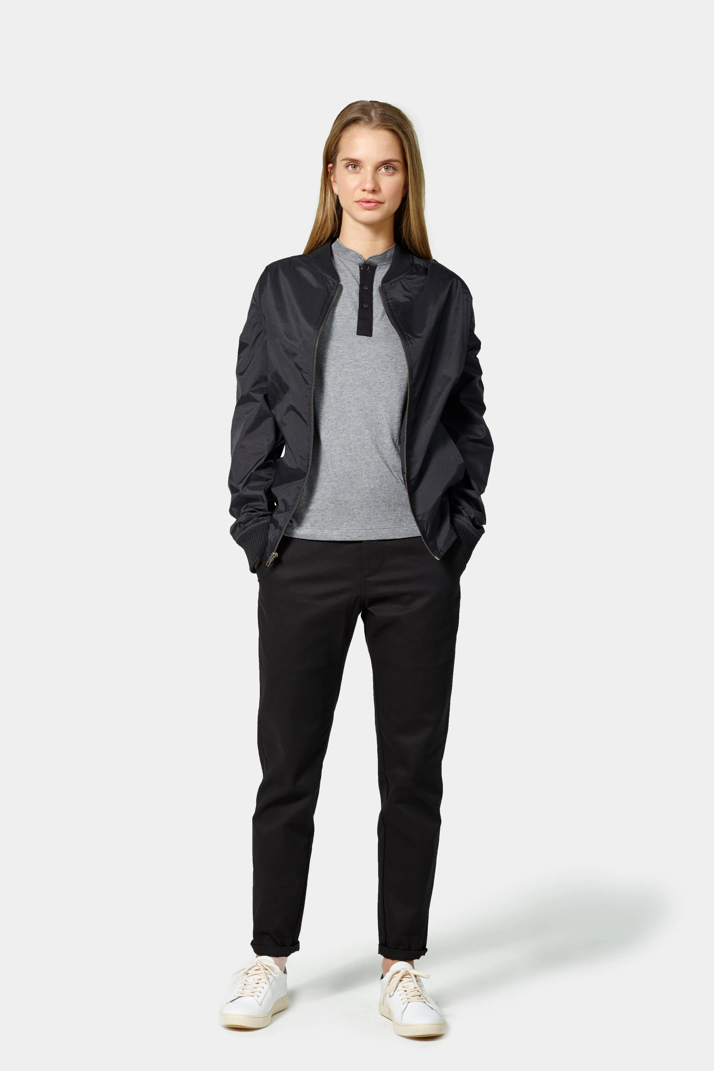 Finery Bomber Jacket in Black Nylon, Hotel Uniform (Copy)