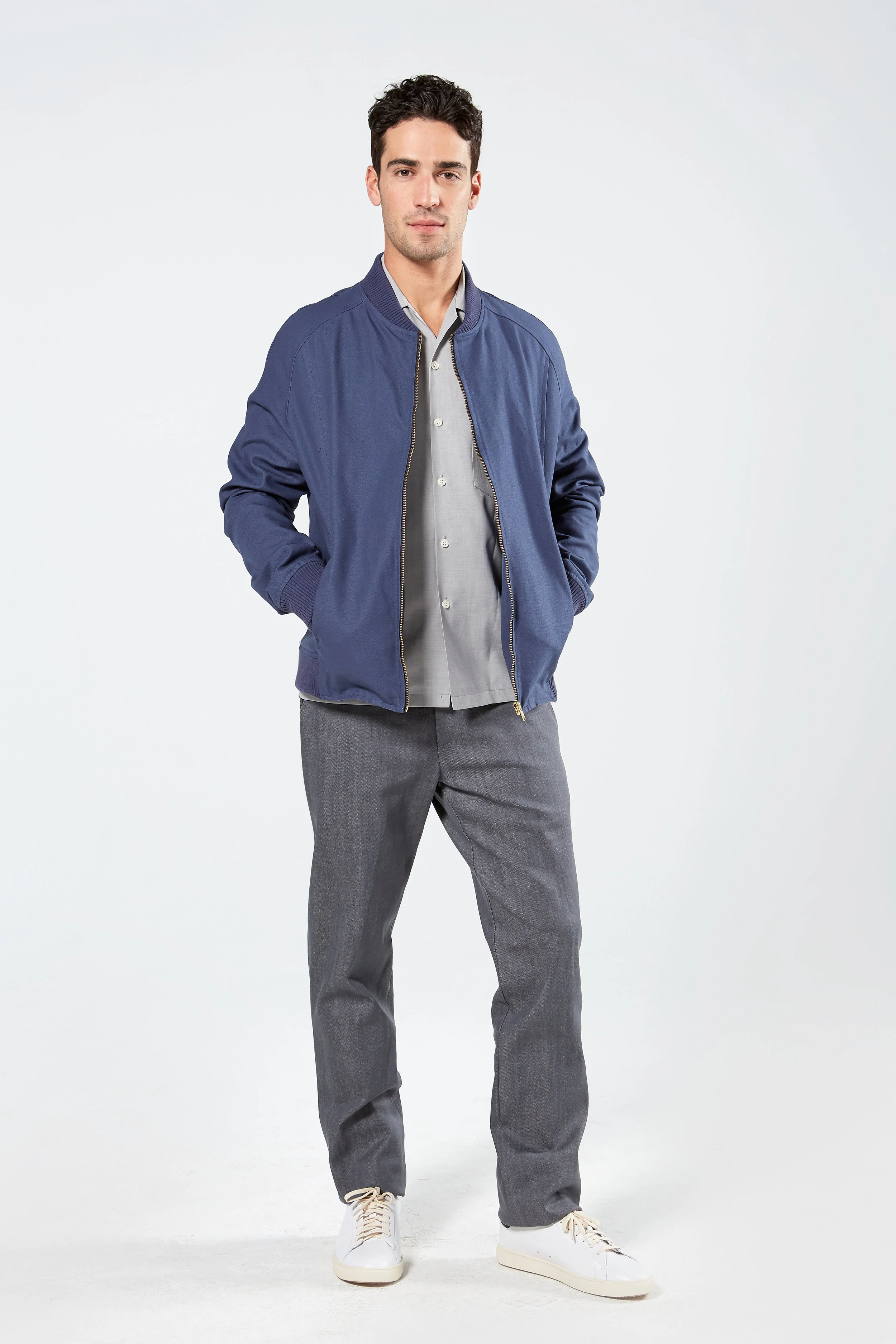 Finery Bomber Jacket in Royal Blue Cotton Canvas, Hotel Uniform (Copy)