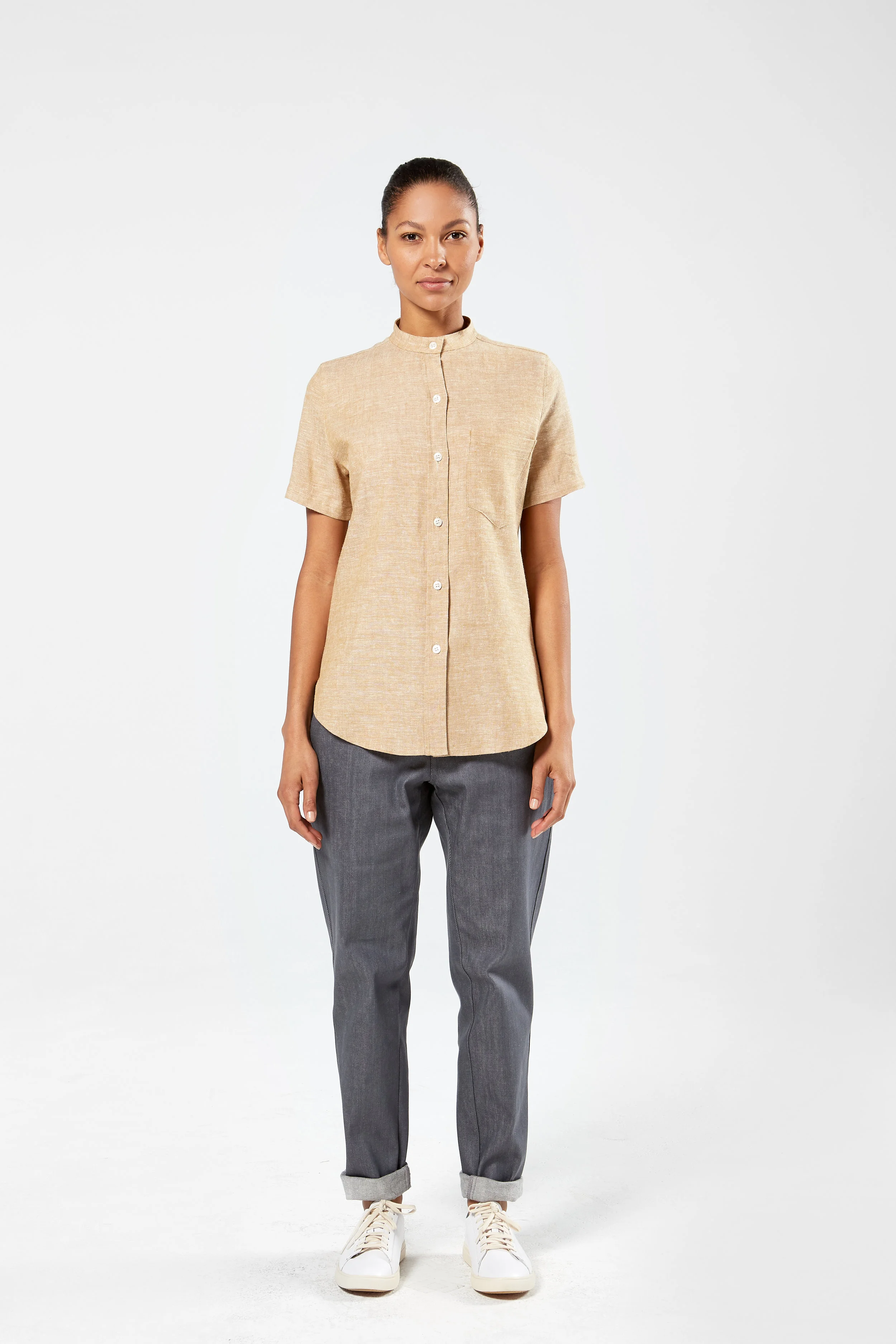 Finery Women’s Slim Short Sleeve Banded Collar Shirt, Hospitality Uniform (Copy)
