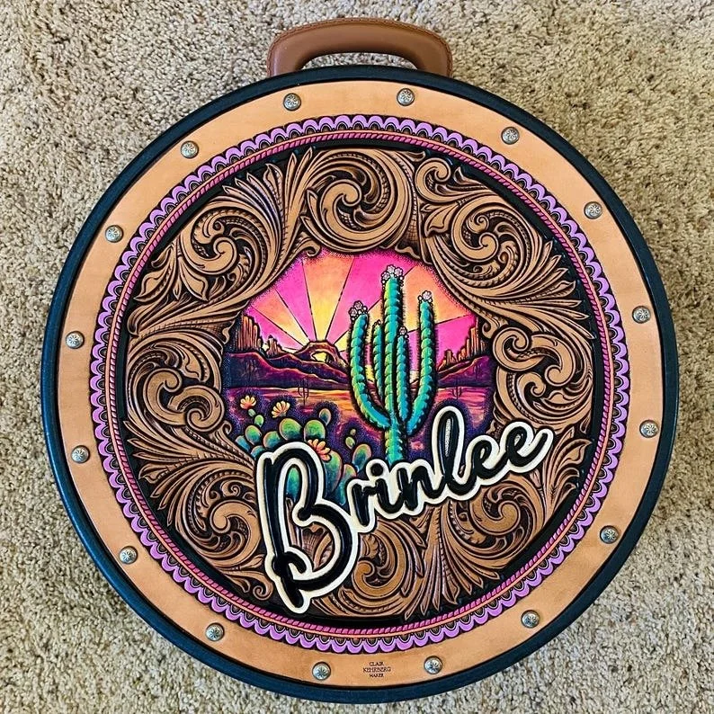 Tooled Leather Rope Can