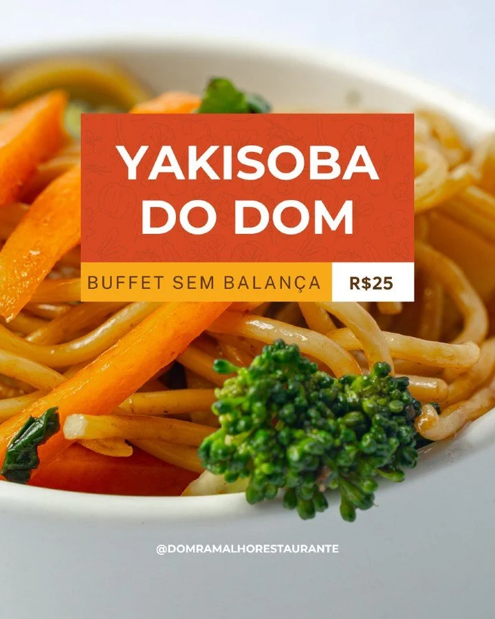 Comer bem sem pesar no bolso existe.

Yakisoba do Dom hoje no buffet sem balan&ccedil;a por apenas R$25.

Ingredientes frescos todos os dias, comida de verdade e aquele sabor caseiro que faz diferen&ccedil;a no almo&ccedil;o.

Buffet completo com suc