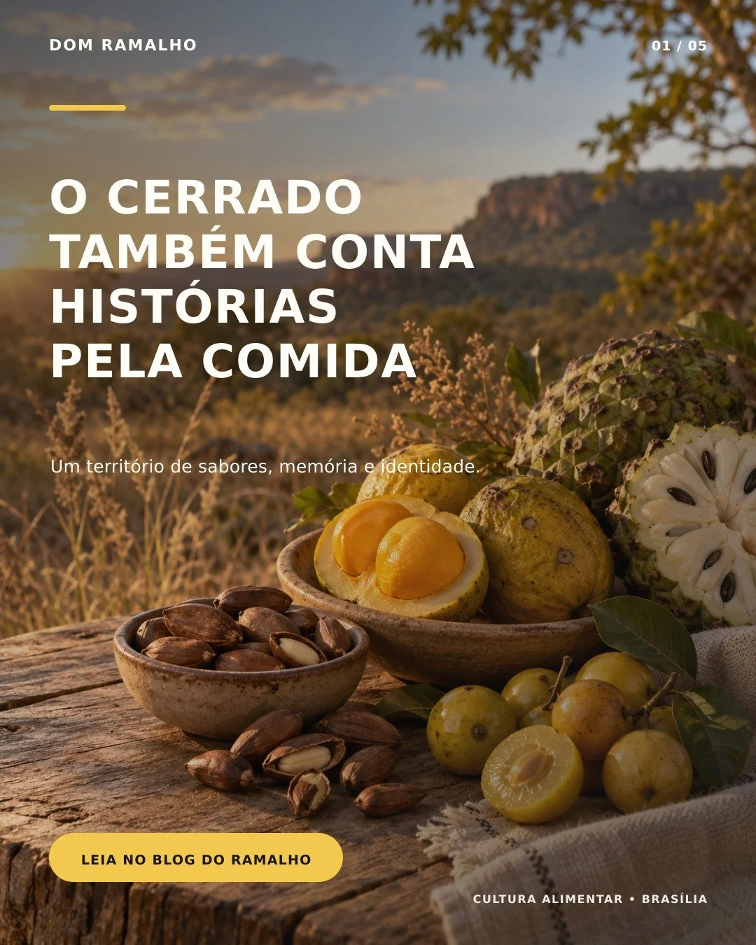 Antes de chegar &agrave; mesa, um sabor j&aacute; carrega um territ&oacute;rio.

Pequi, baru, cagaita e araticum ajudam a contar hist&oacute;rias do Cerrado &mdash; de sua biodiversidade, de seus modos de fazer e das mem&oacute;rias que atravessam ge