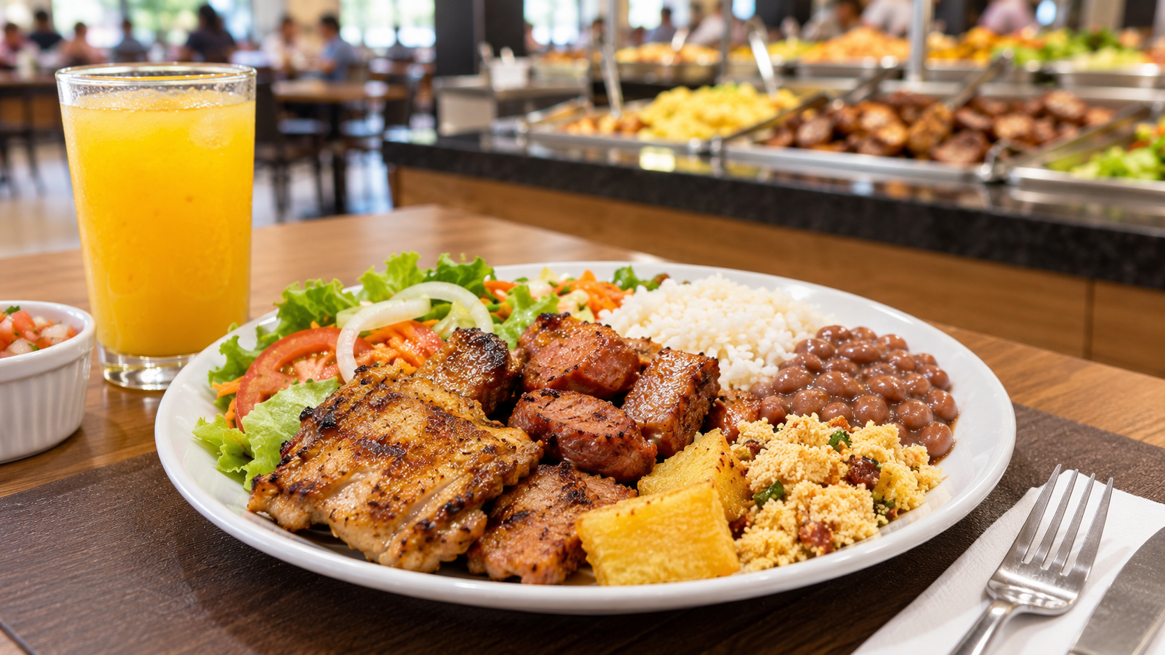 Almoço barato no Guará: buffet R$25 | Dom Ramalho