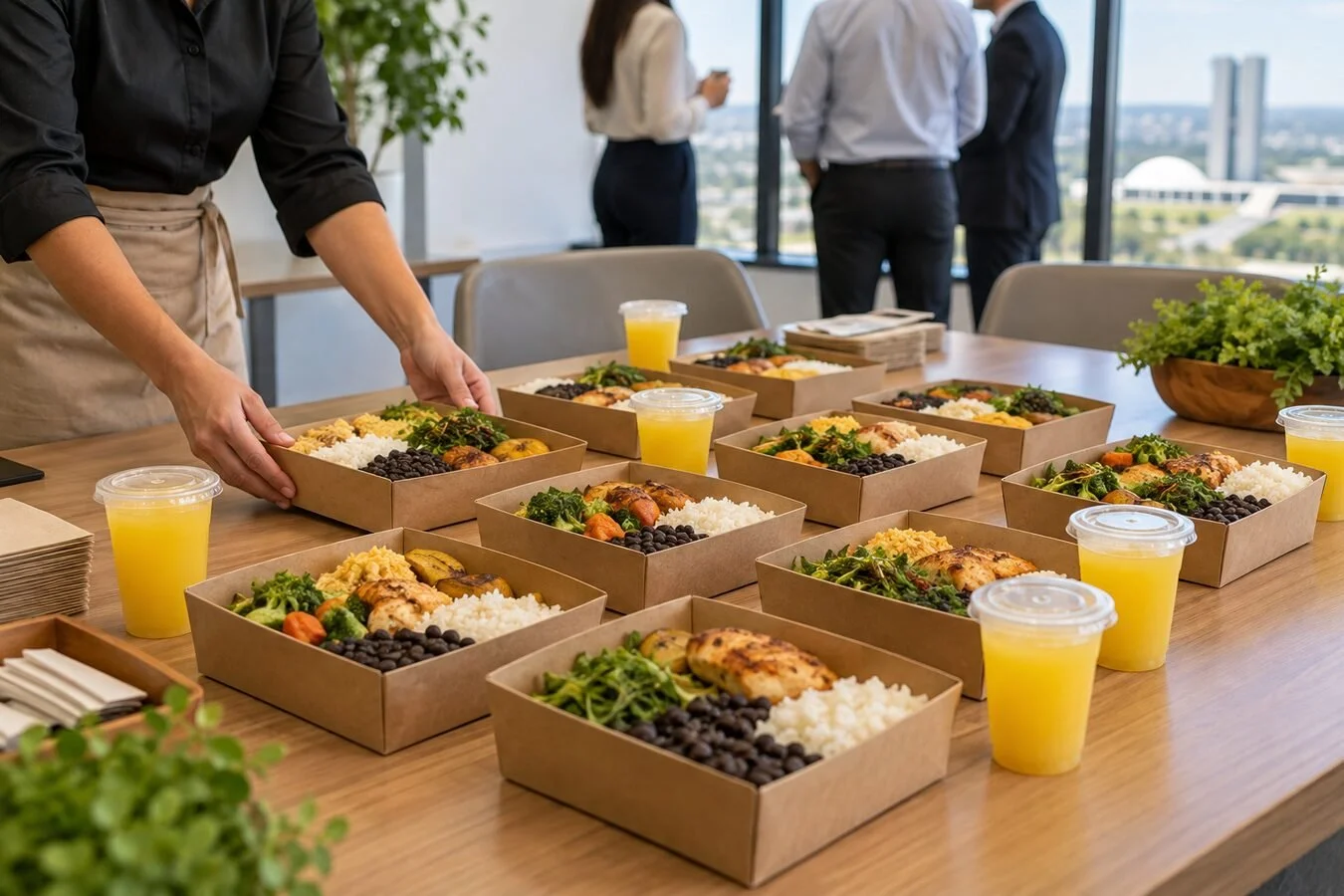 Marmitas individuais para evento corporativo em Brasília organizadas para entrega programada