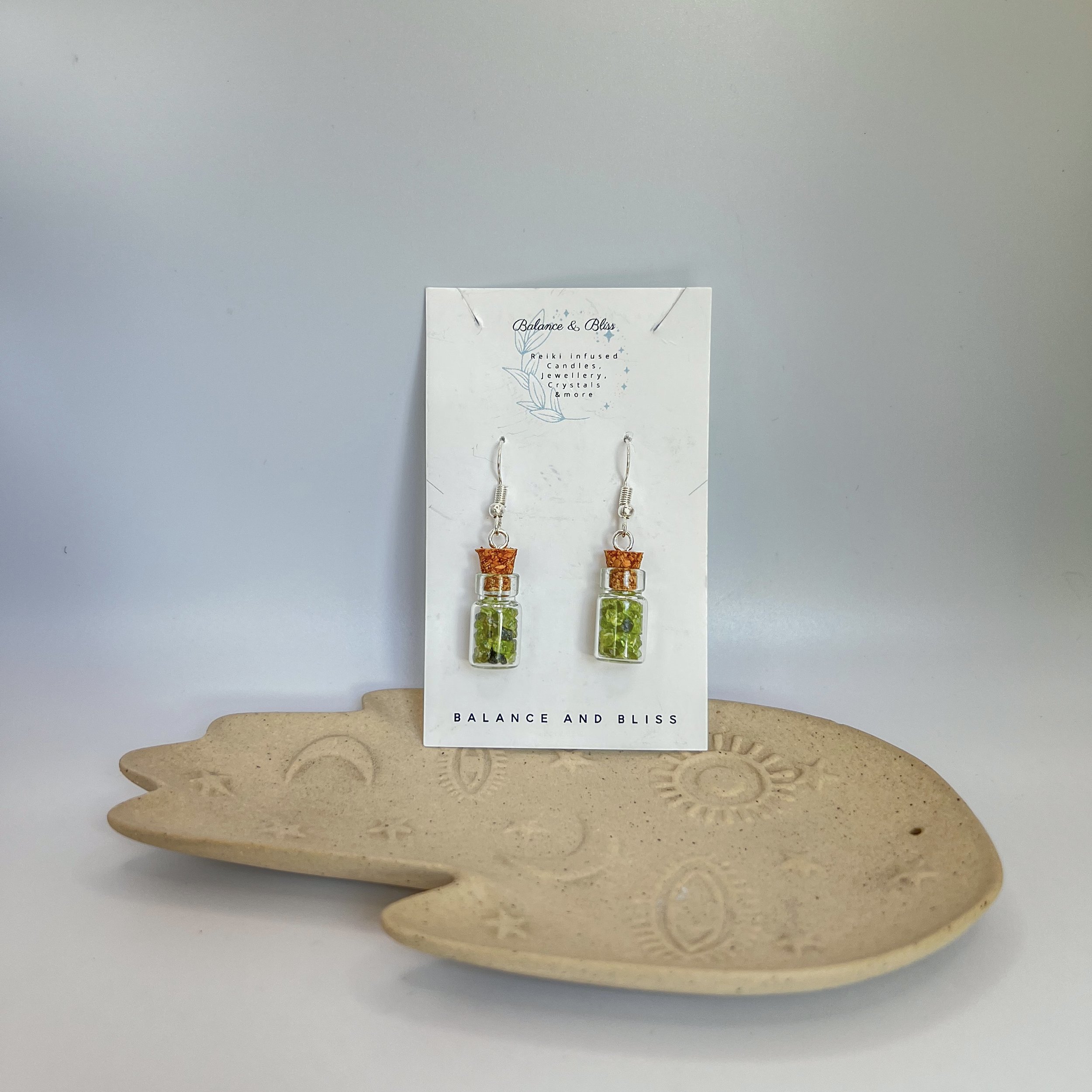 Peridot Earrings Reiki Infused