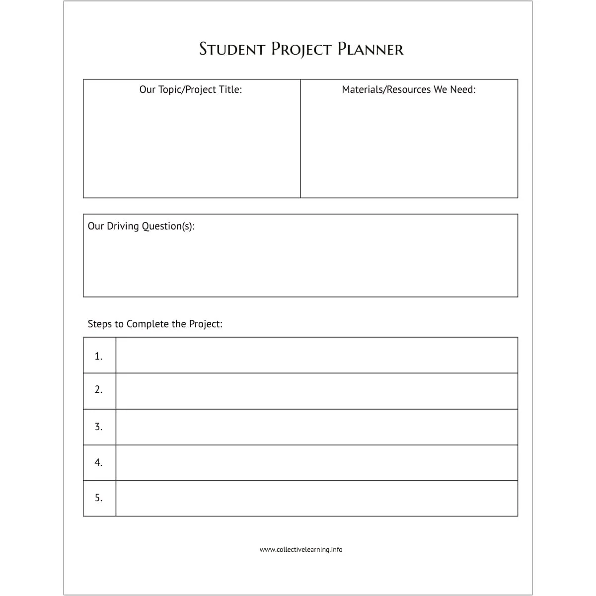 Student Project Planner | Project-Based Learning (PBL) Planning Template