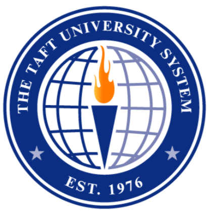 The William H. Taft University system seal with torch and globe symbol.