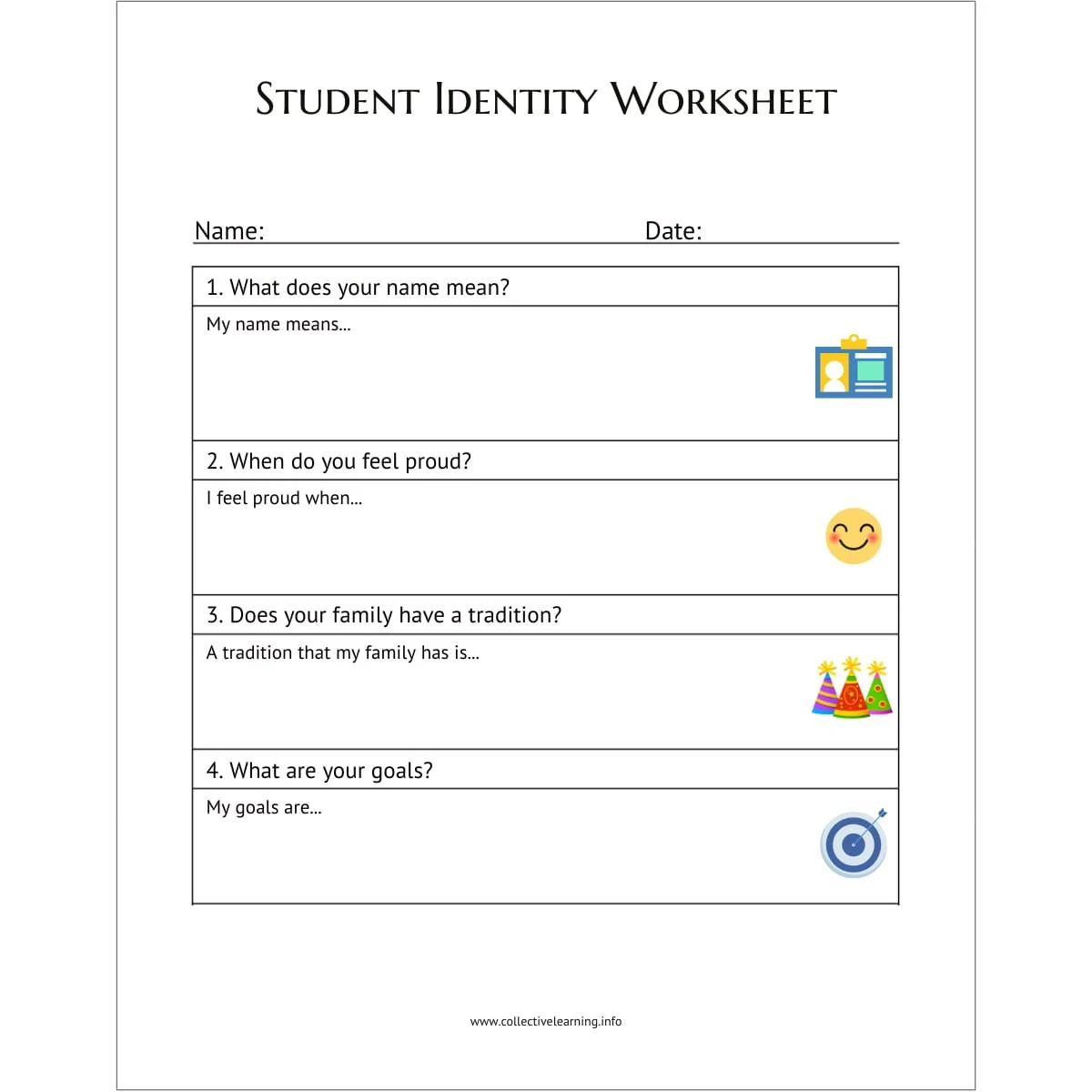 Student Identity Worksheet | SEL & Inclusive Classroom Activity