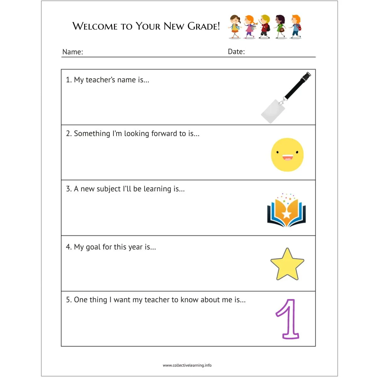 Back to School Student Worksheet | Welcome to Your New Grade Activity (K-3)